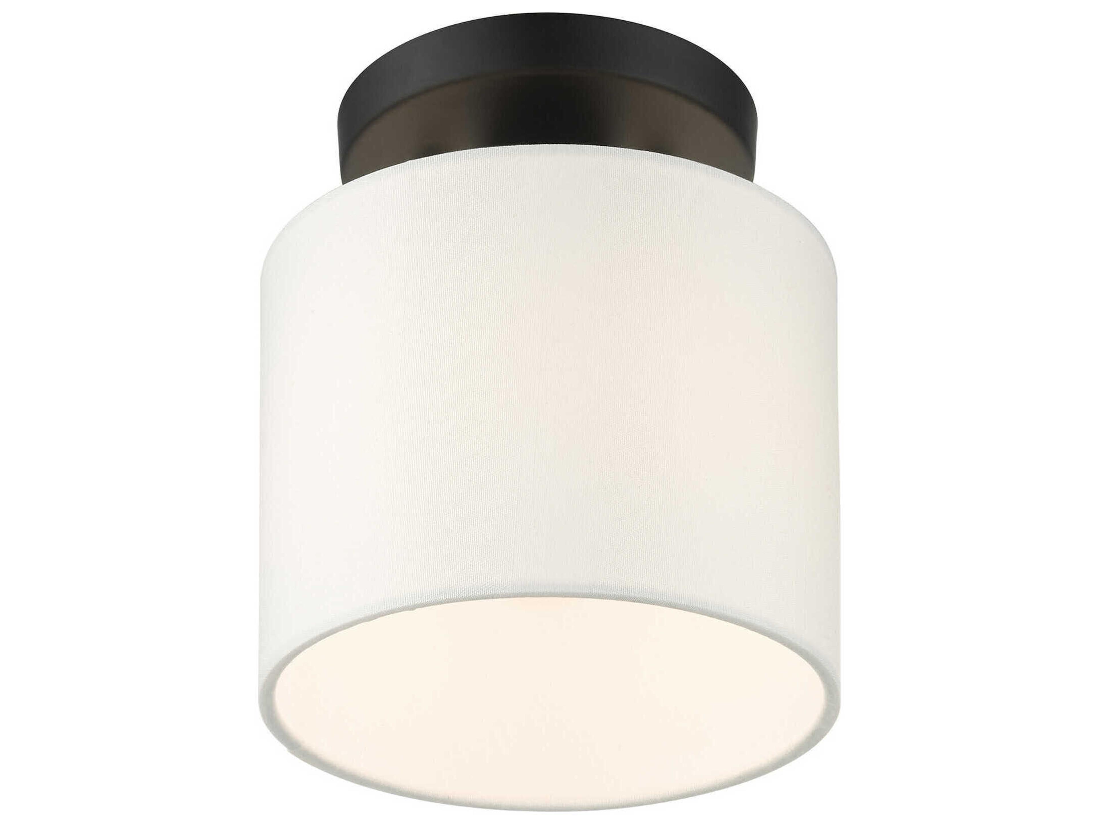 Livex Lighting Meridian 1-Light Black Drum Semi Flush Mount