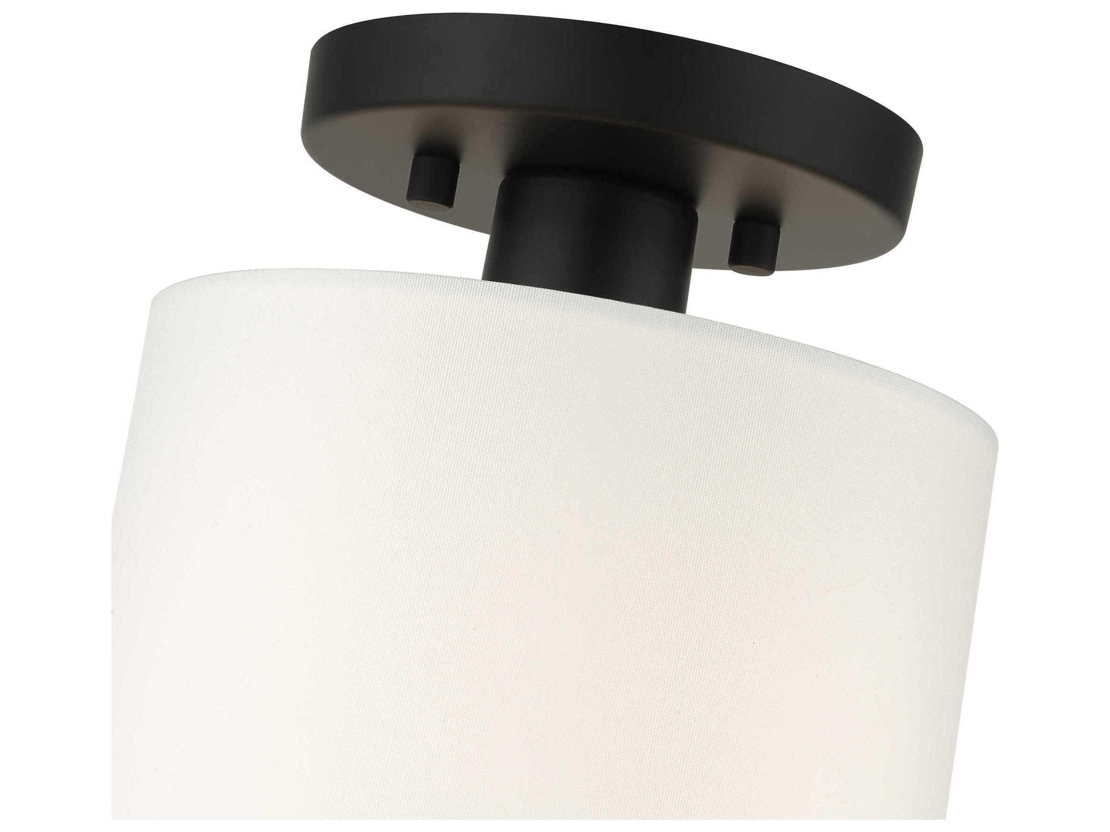 Livex Lighting Meridian 1-Light Black Drum Semi Flush Mount