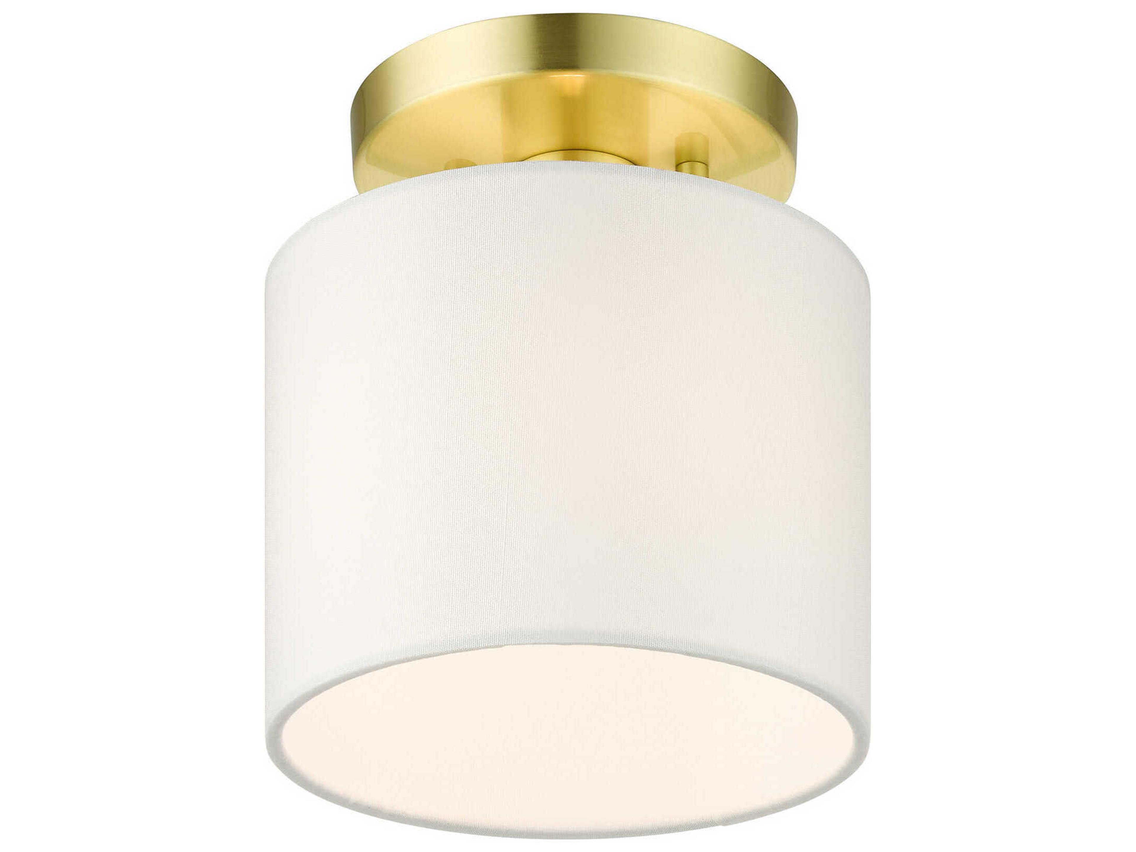 Livex Lighting Meridian 1-Light Satin Brass Drum Semi Flush Mount