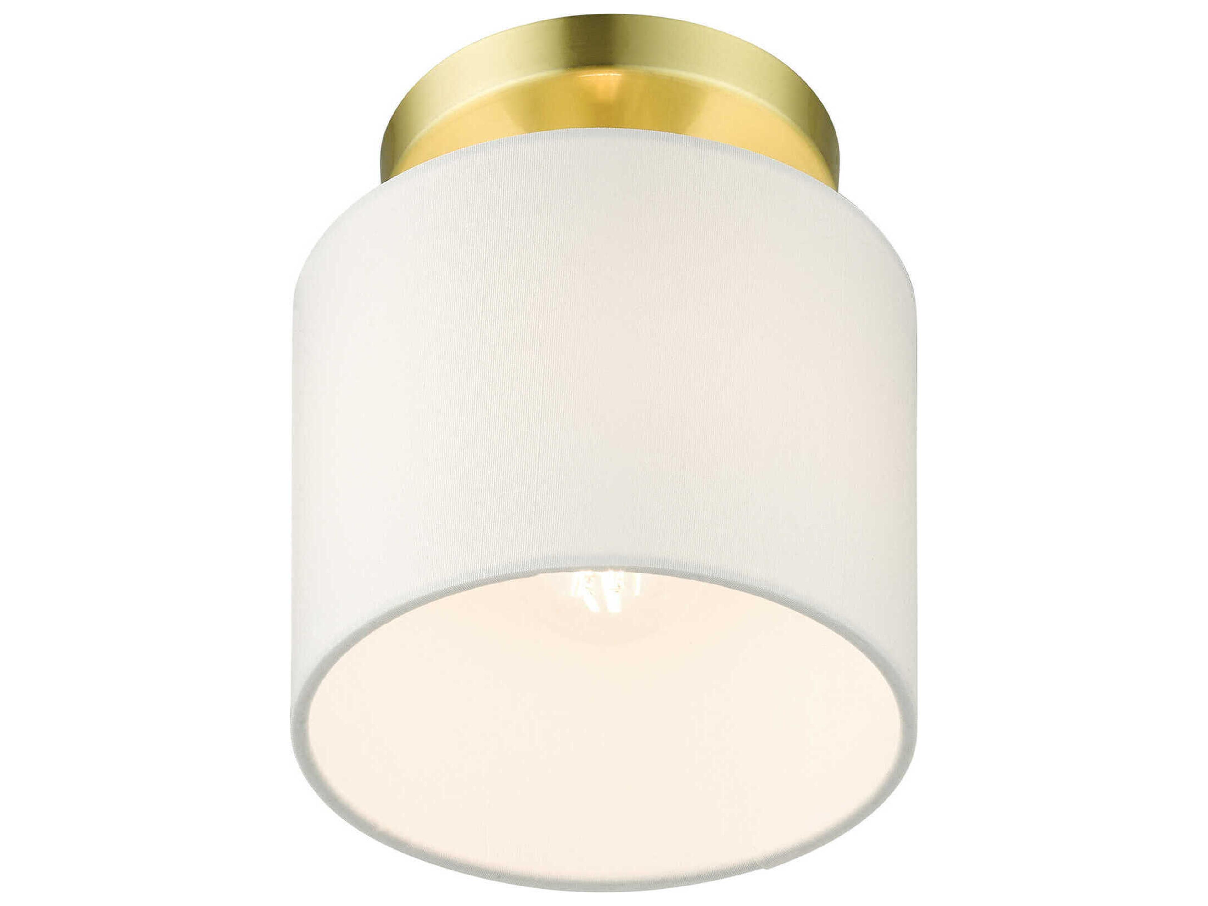 Livex Lighting Meridian 1-Light Satin Brass Drum Semi Flush Mount