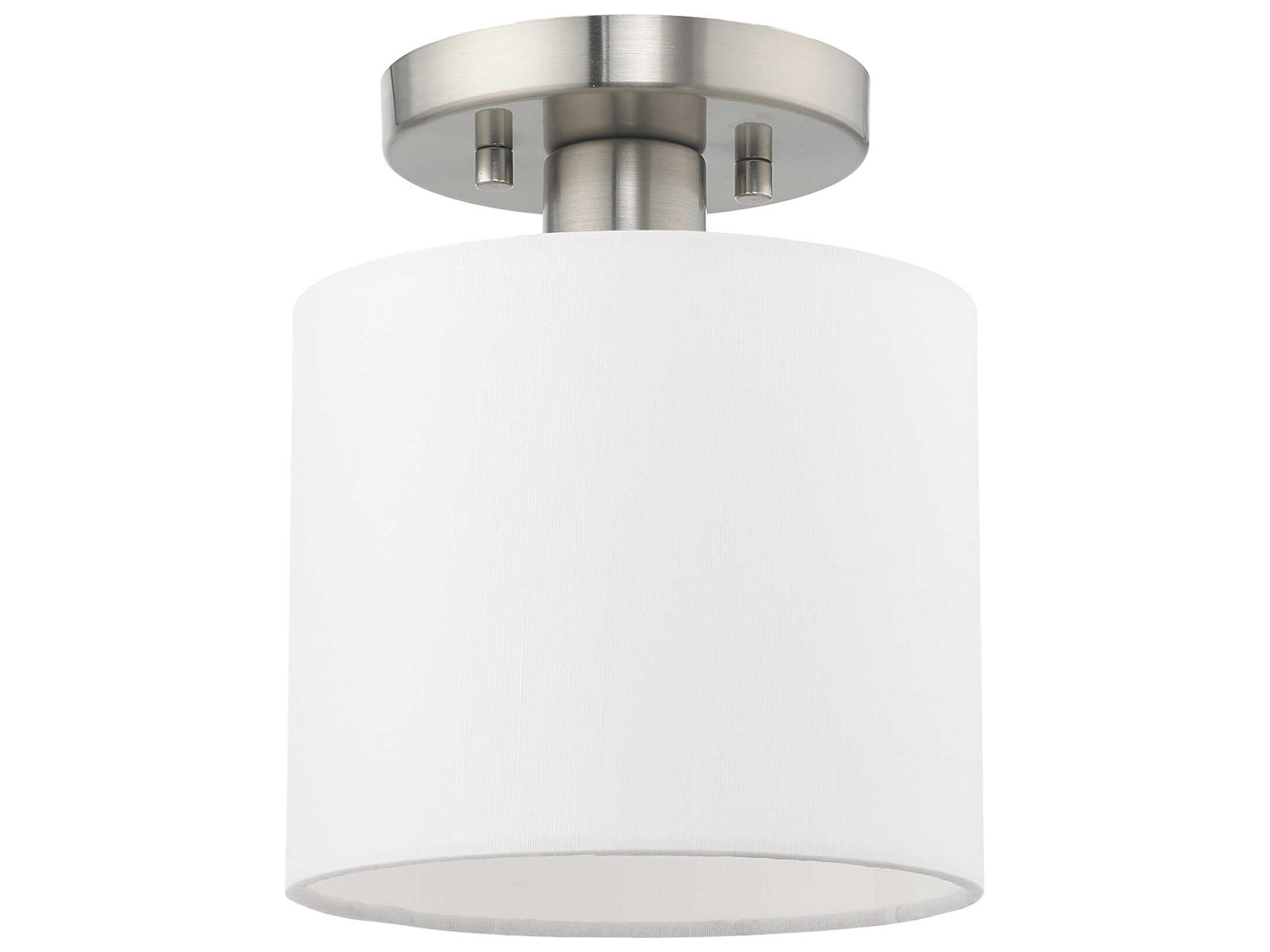 Livex Lighting Meridian 1-Light Brushed Nickel Drum Semi Flush Mount