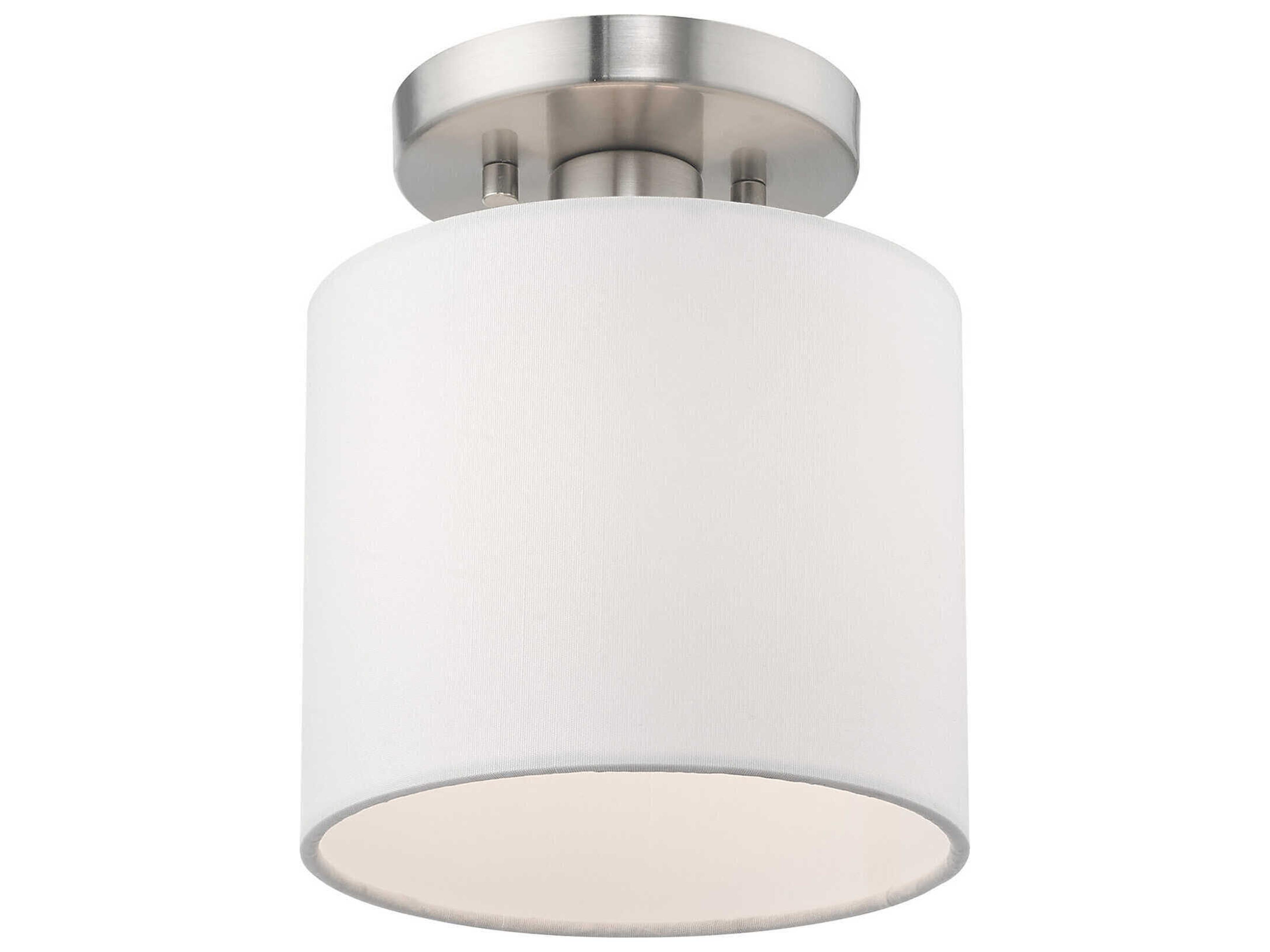Livex Lighting Meridian 1-Light Brushed Nickel Drum Semi Flush Mount