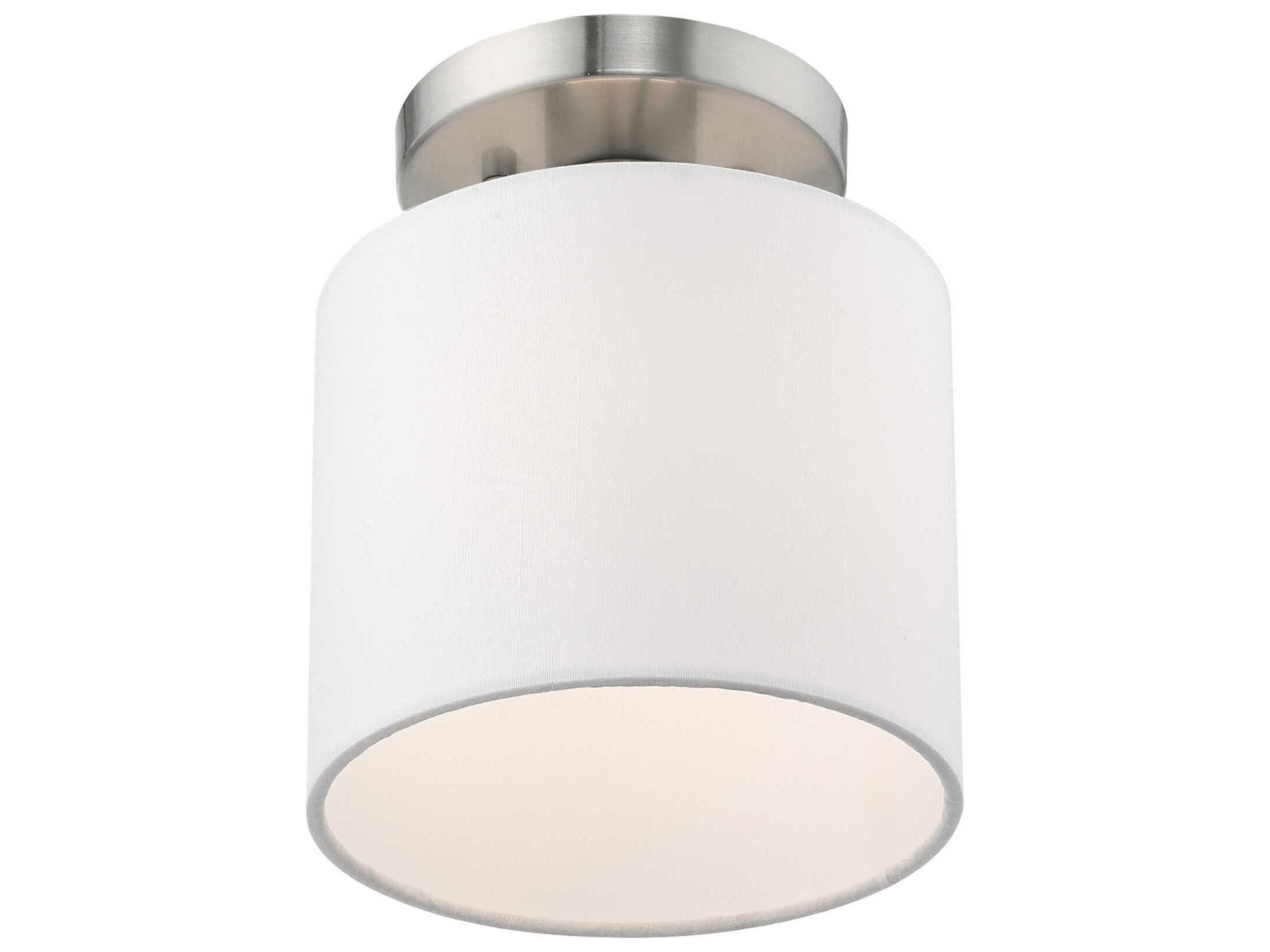 Livex Lighting Meridian 1-Light Brushed Nickel Drum Semi Flush Mount