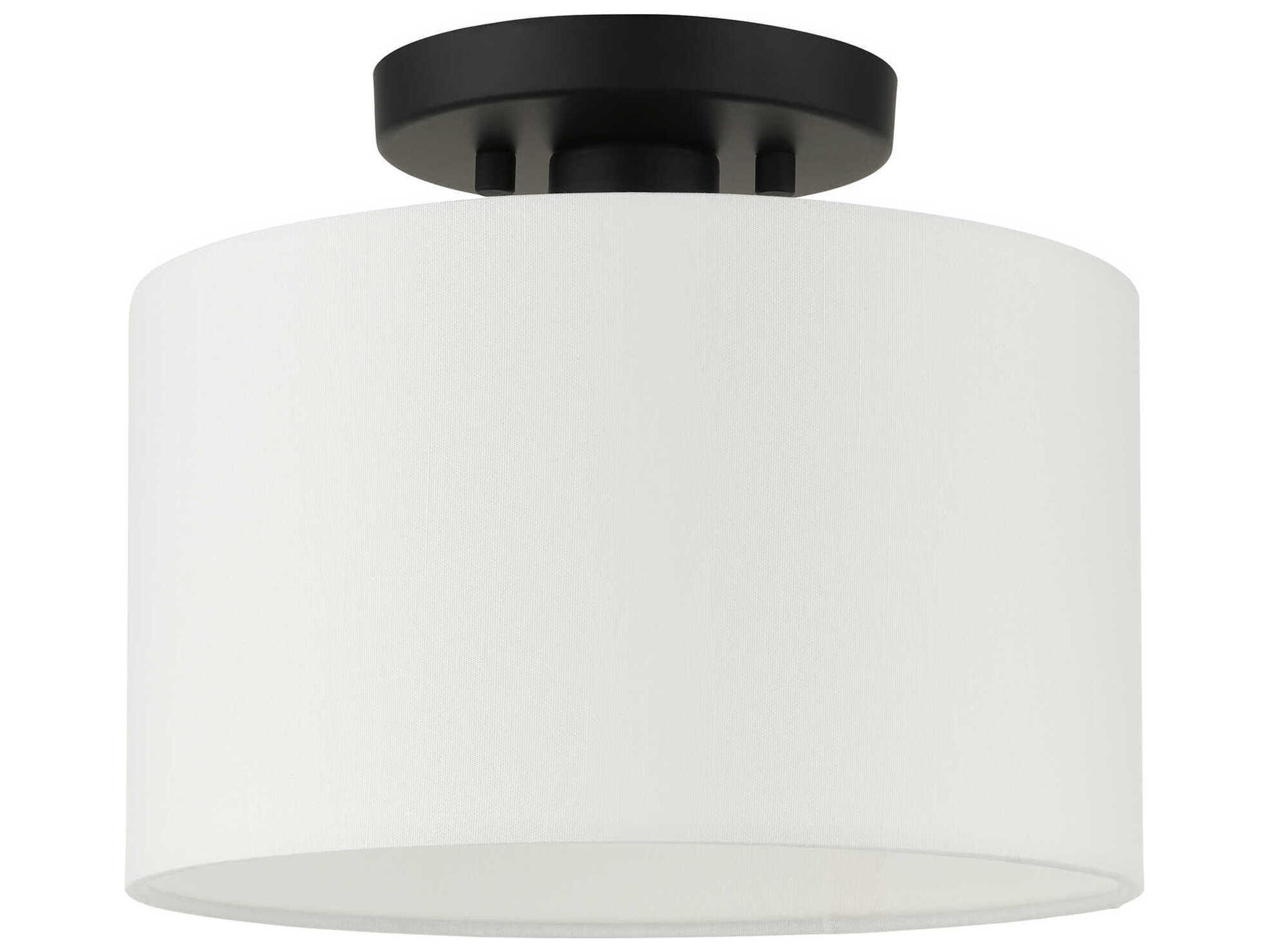 Livex Lighting Meridian 1-Light Black Drum Semi Flush Mount