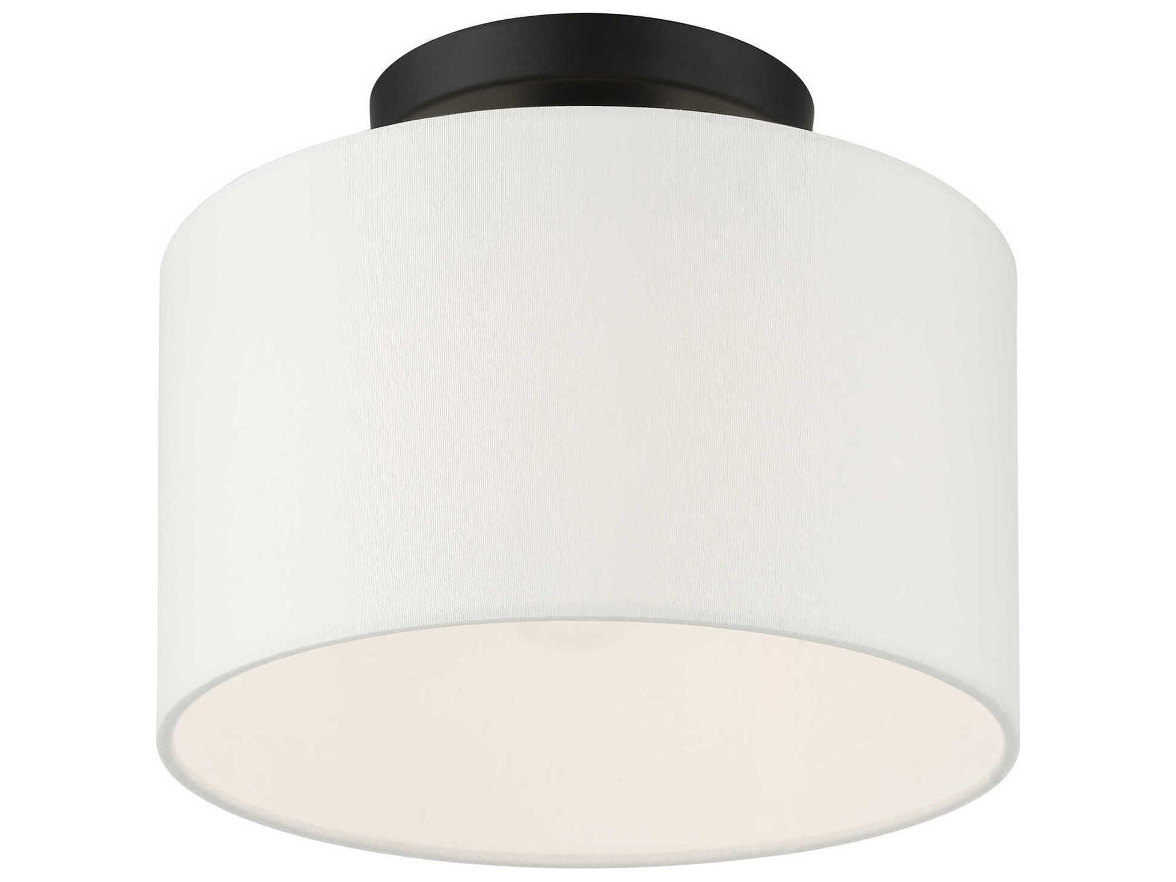 Livex Lighting Meridian 1-Light Black Drum Semi Flush Mount