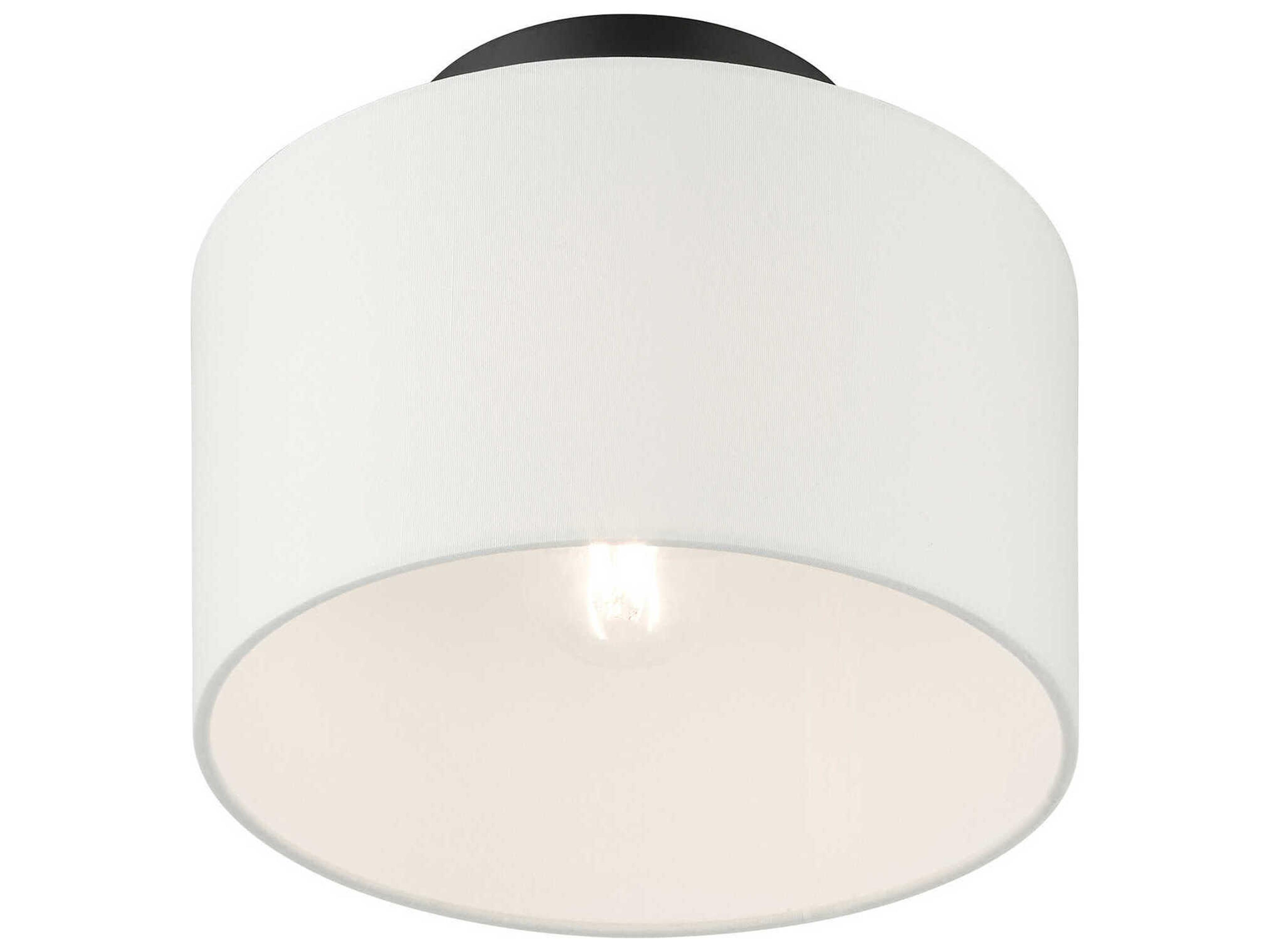Livex Lighting Meridian 1-Light Black Drum Semi Flush Mount