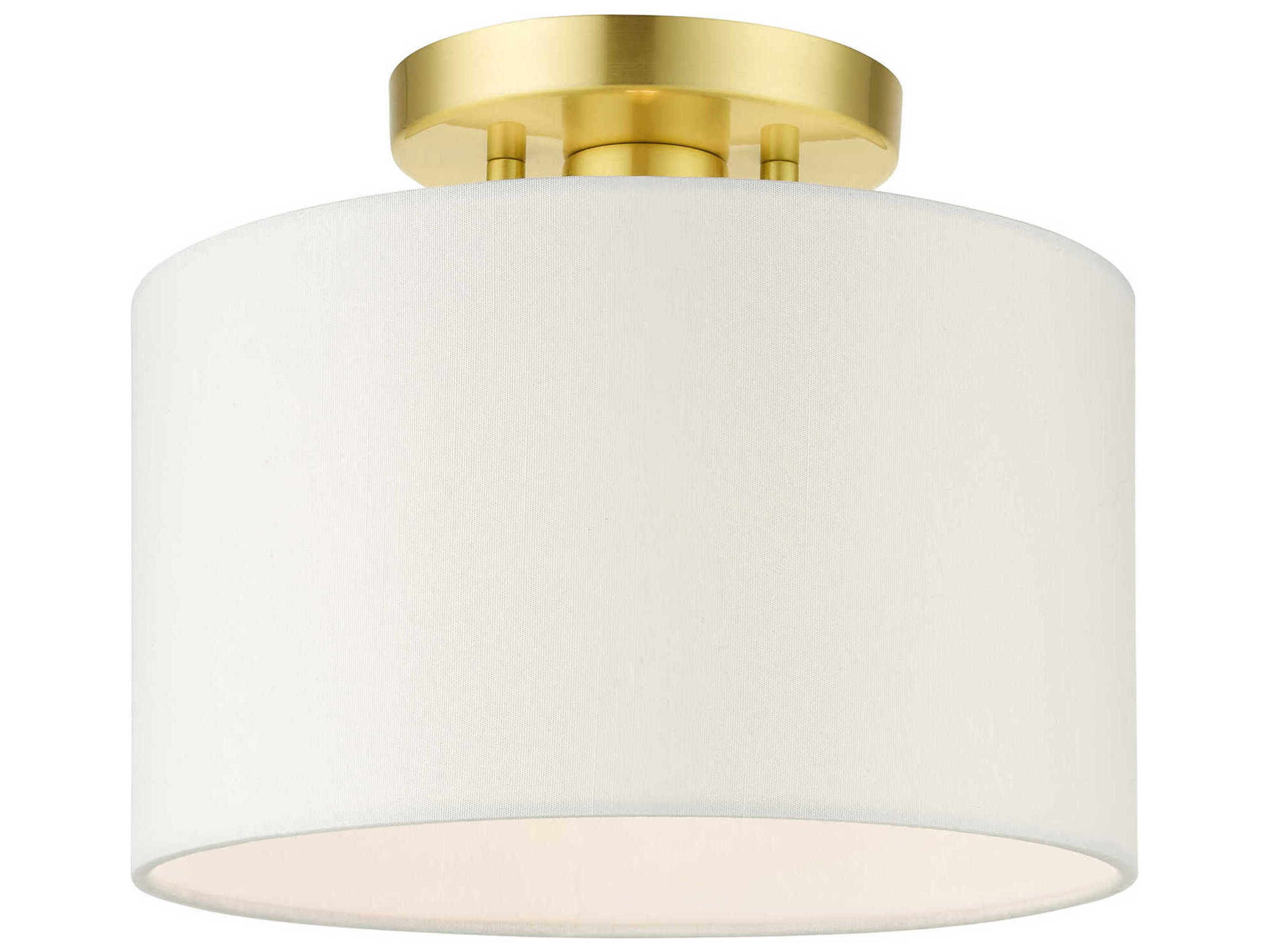 Meridian 1-Light Satin Brass Drum Semi Flush Mount