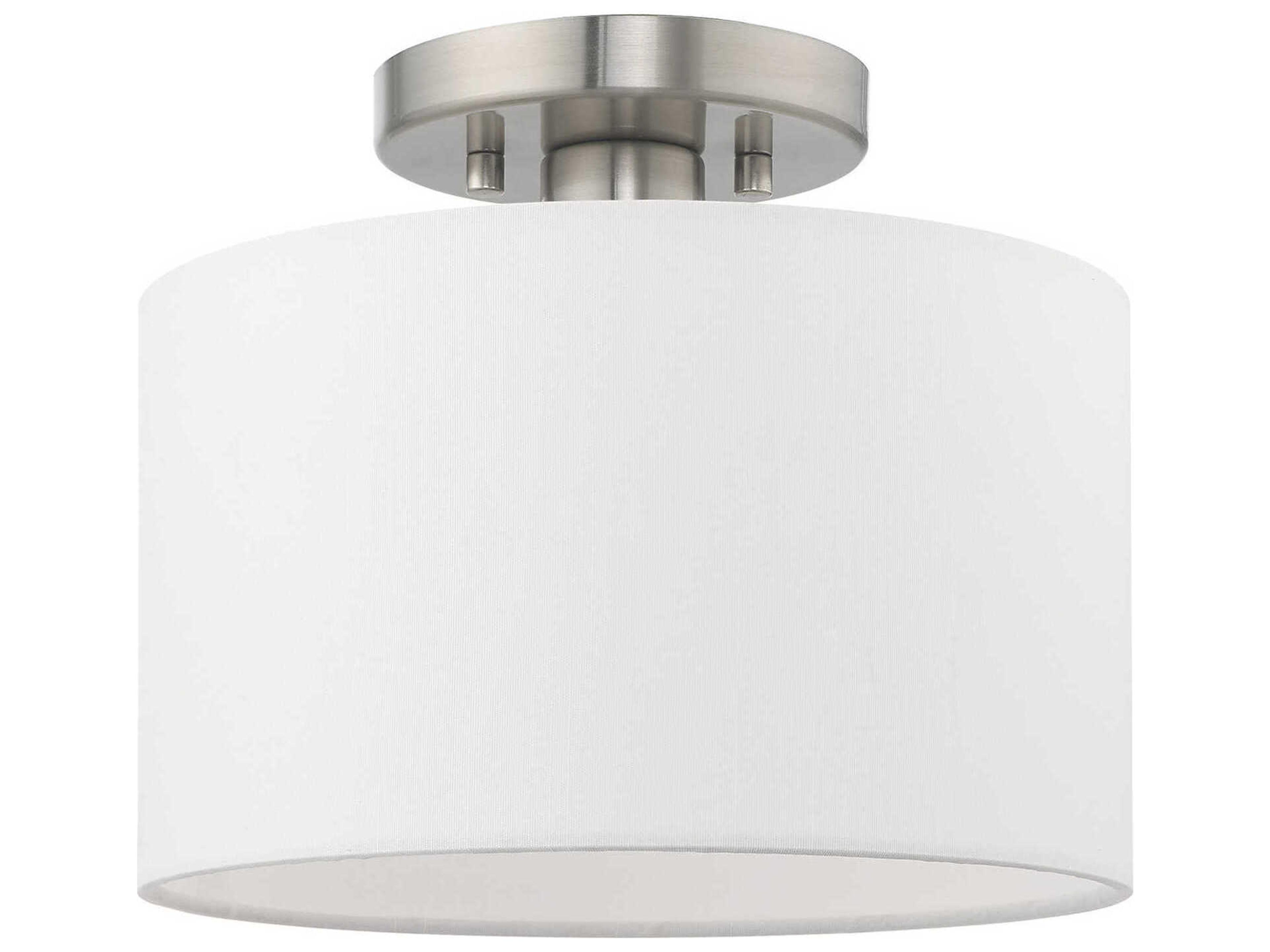 Livex Lighting Meridian 1-Light Brushed Nickel Drum Semi Flush Mount