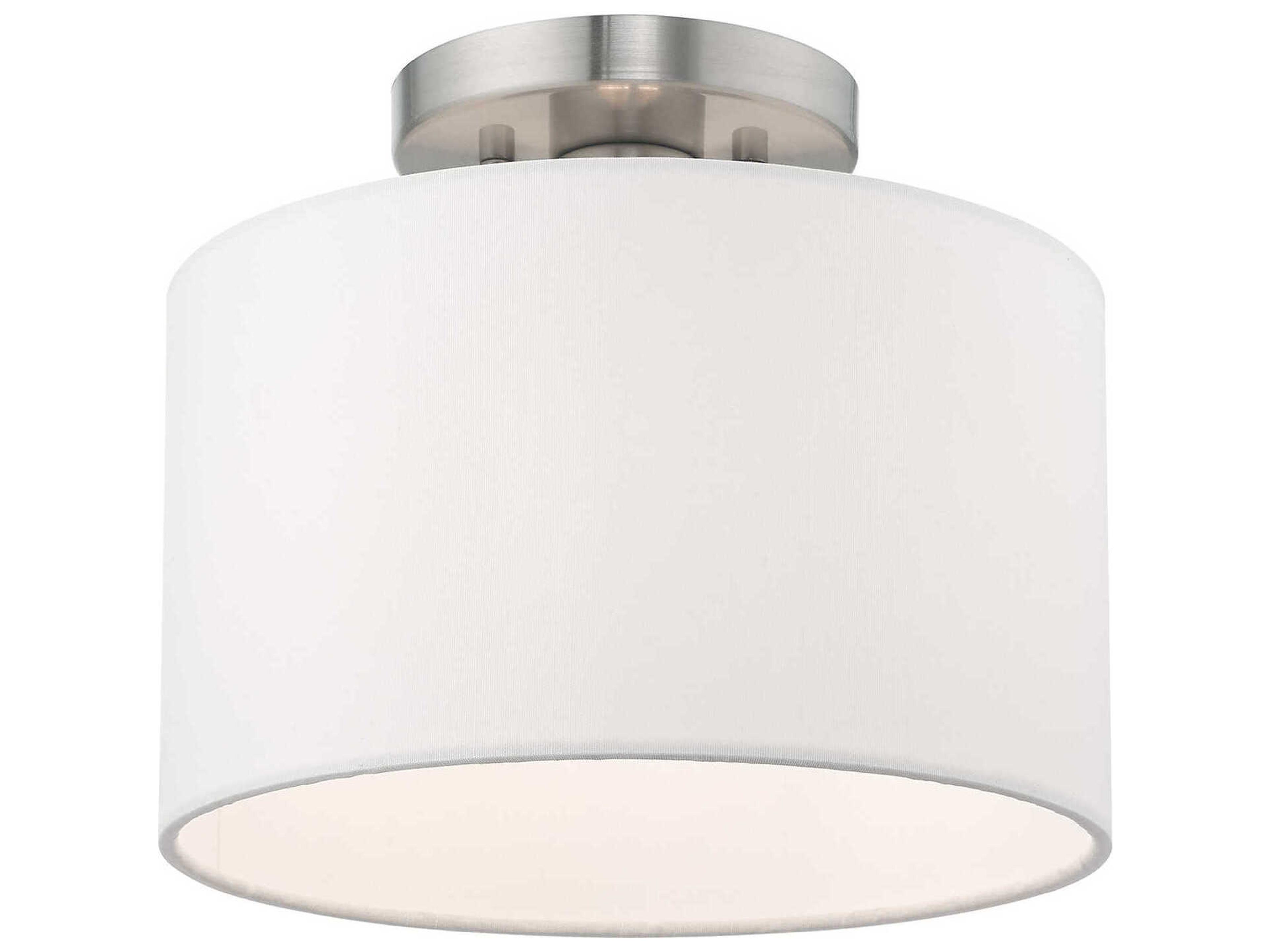 Livex Lighting Meridian 1-Light Brushed Nickel Drum Semi Flush Mount