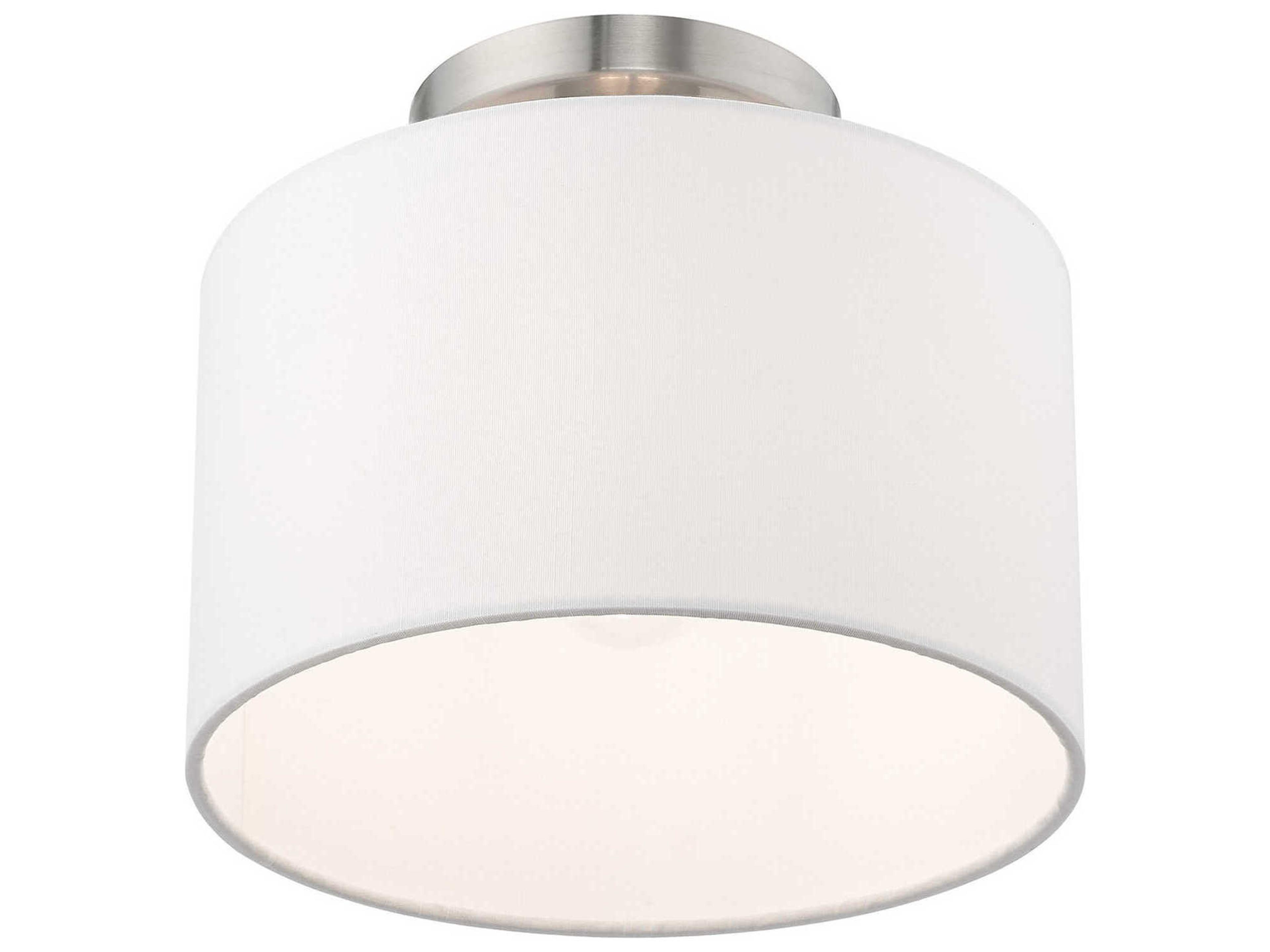 Livex Lighting Meridian 1-Light Brushed Nickel Drum Semi Flush Mount