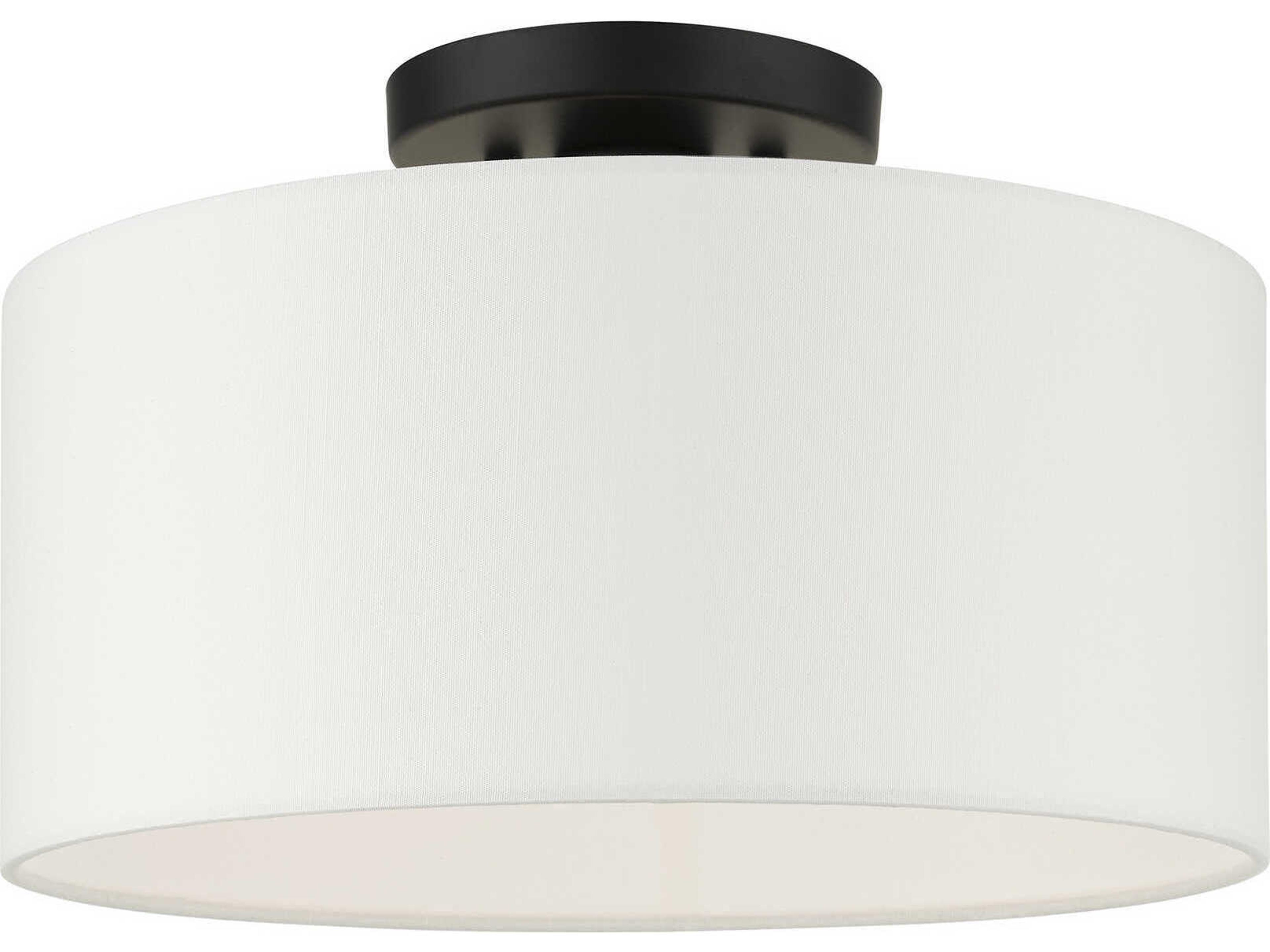 Meridian 1-Light Black Drum Semi Flush Mount