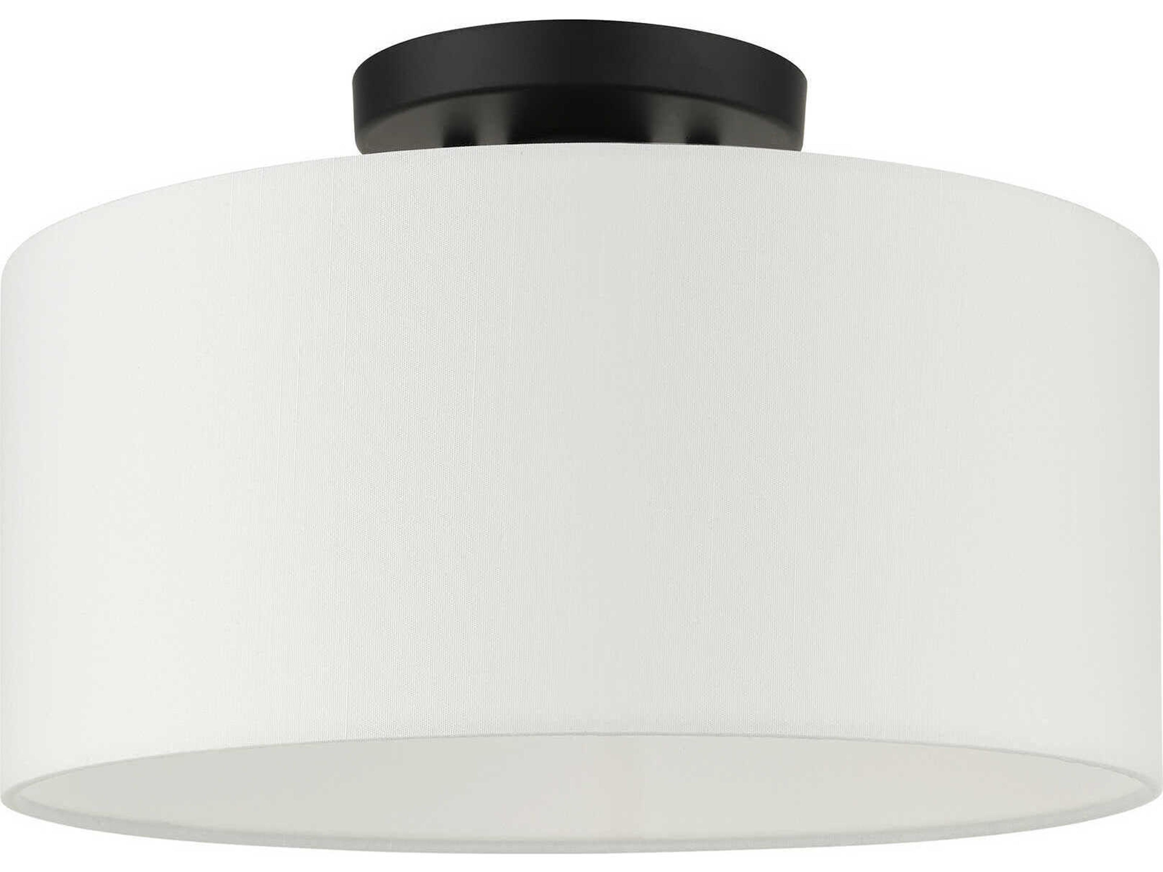 Livex Lighting Meridian 1-Light Black Drum Semi Flush Mount