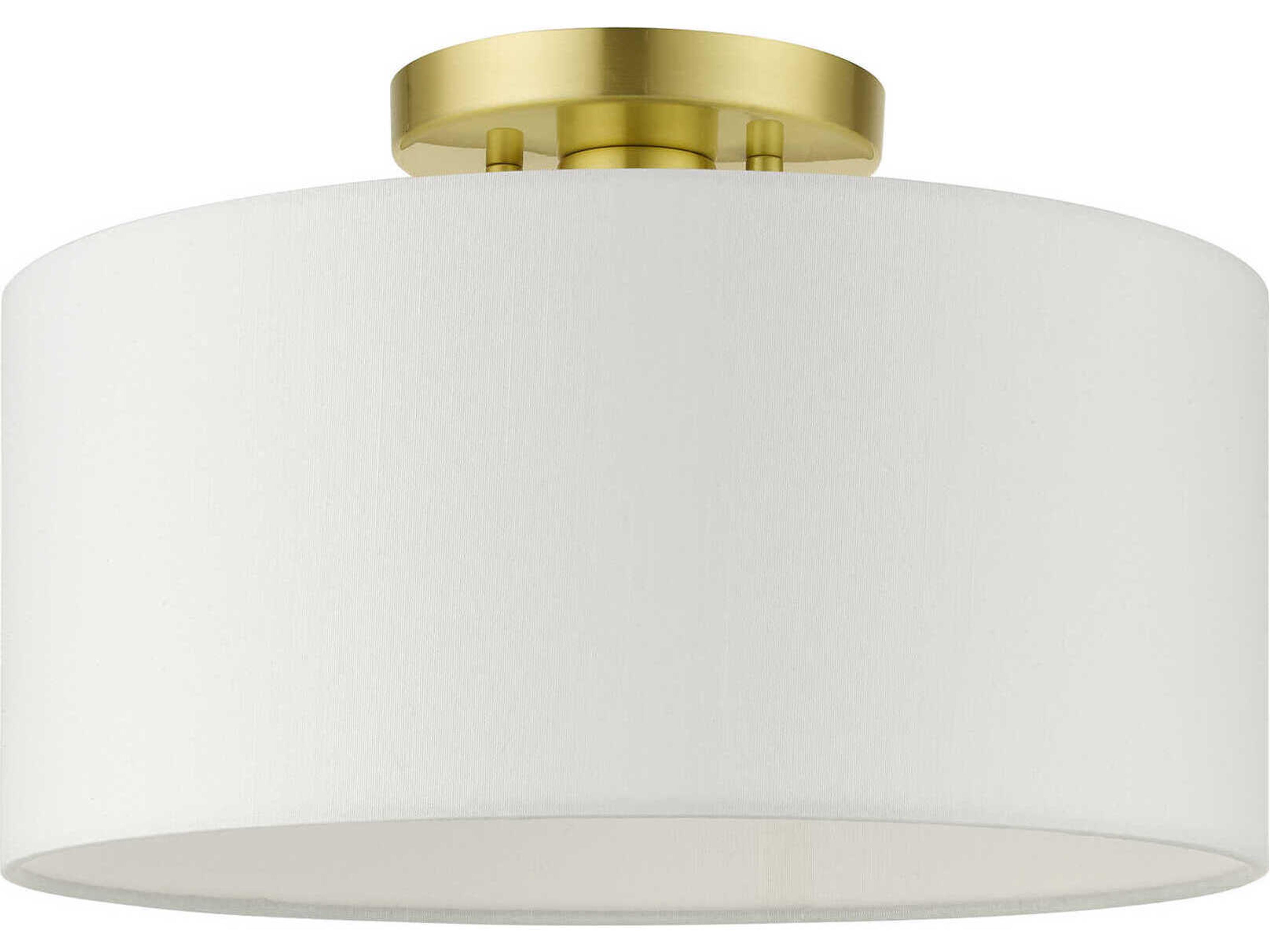 Livex Lighting Meridian 1-Light Satin Brass Drum Semi Flush Mount