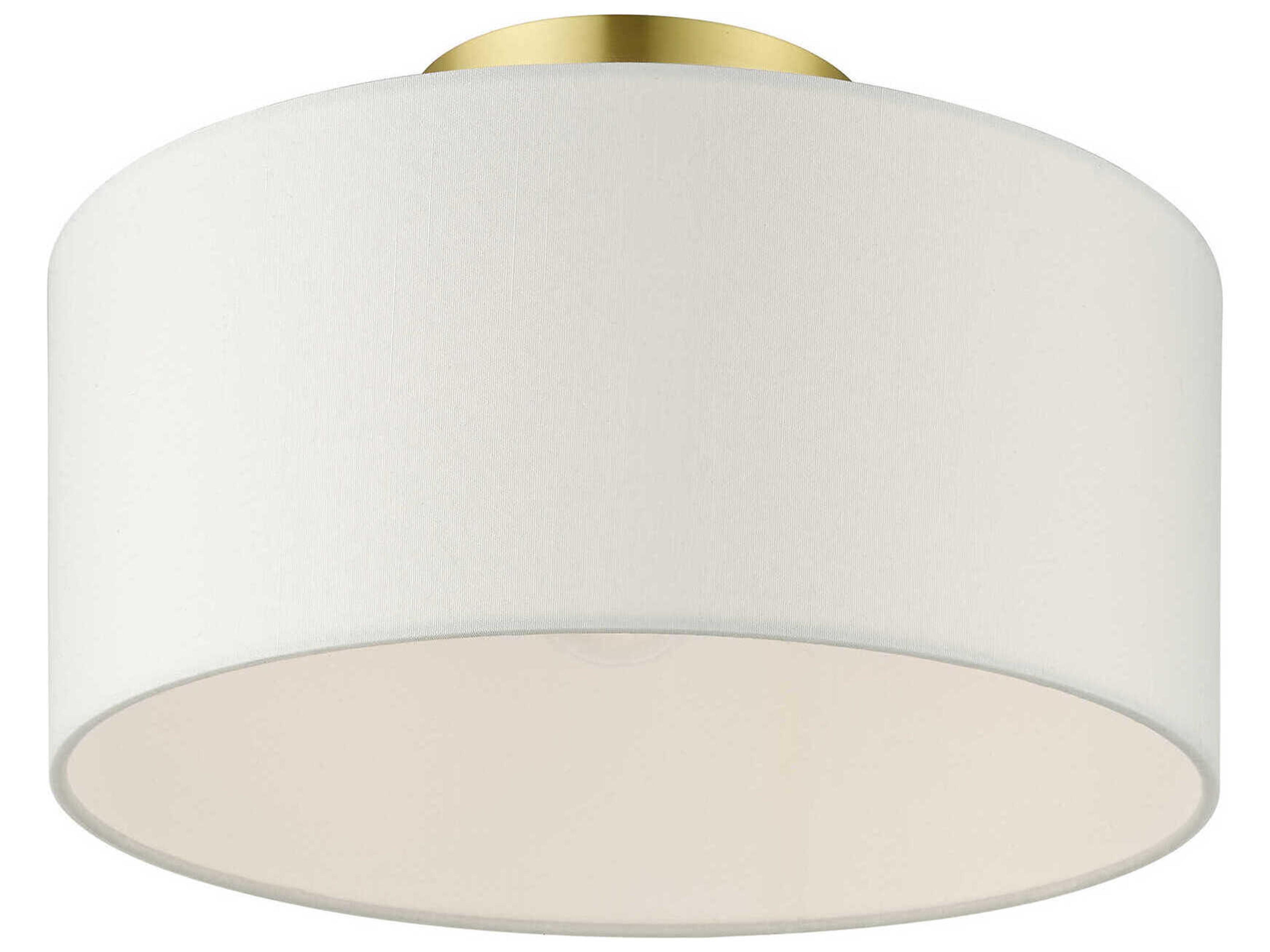 Livex Lighting Meridian 1-Light Satin Brass Drum Semi Flush Mount