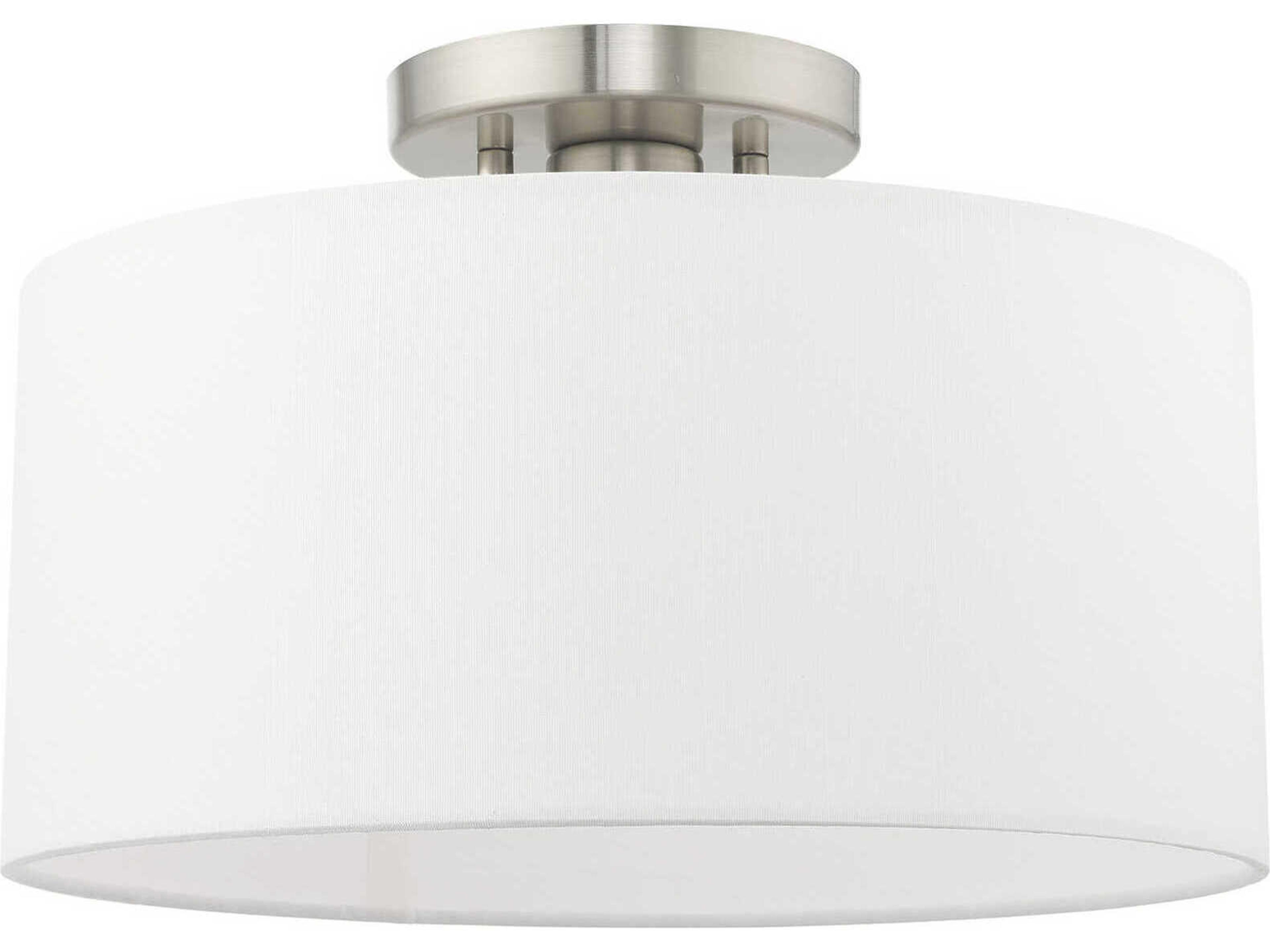 Livex Lighting Meridian 1-Light Brushed Nickel Drum Semi Flush Mount