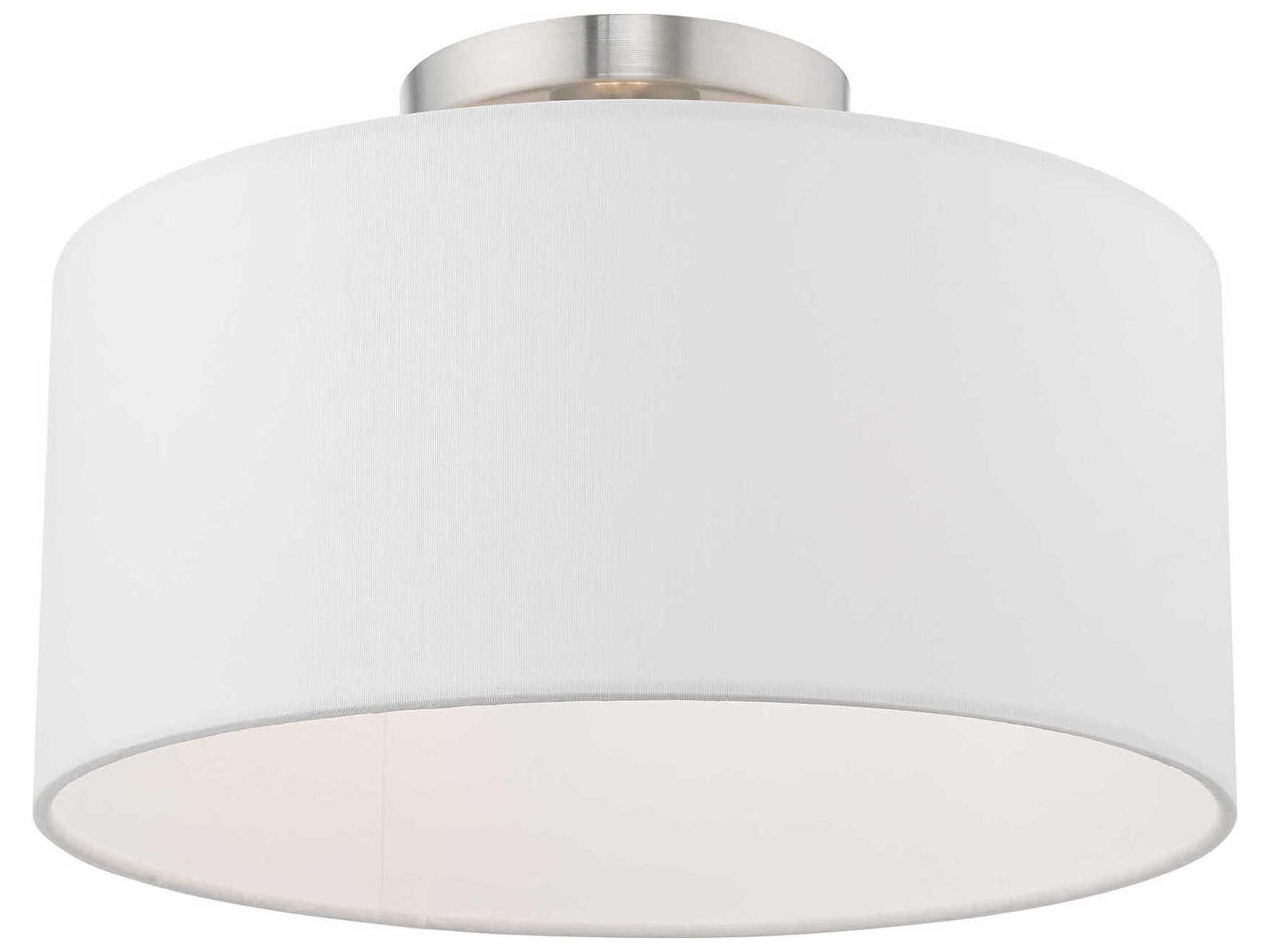 Livex Lighting Meridian 1-Light Brushed Nickel Drum Semi Flush Mount