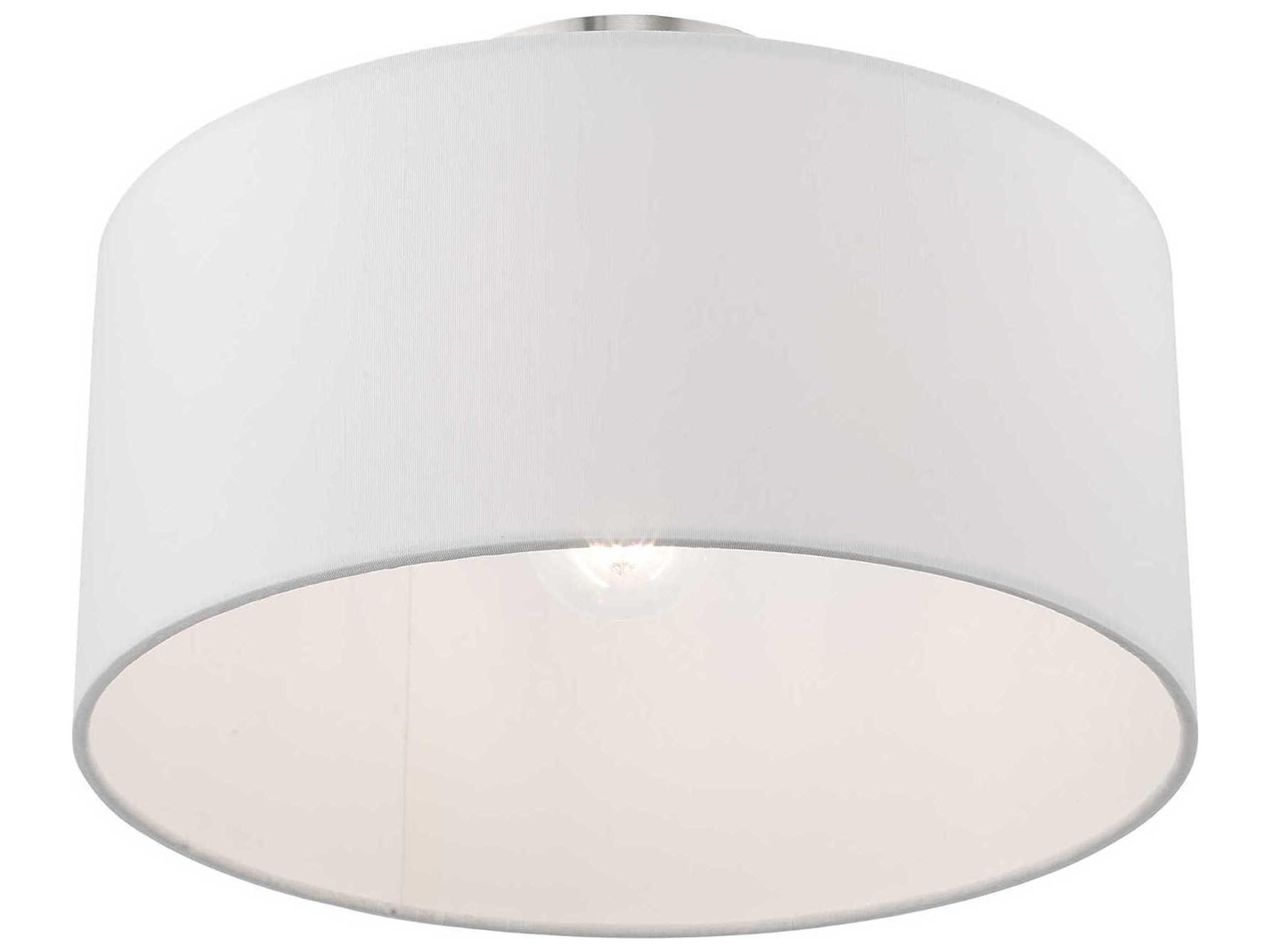 Livex Lighting Meridian 1-Light Brushed Nickel Drum Semi Flush Mount