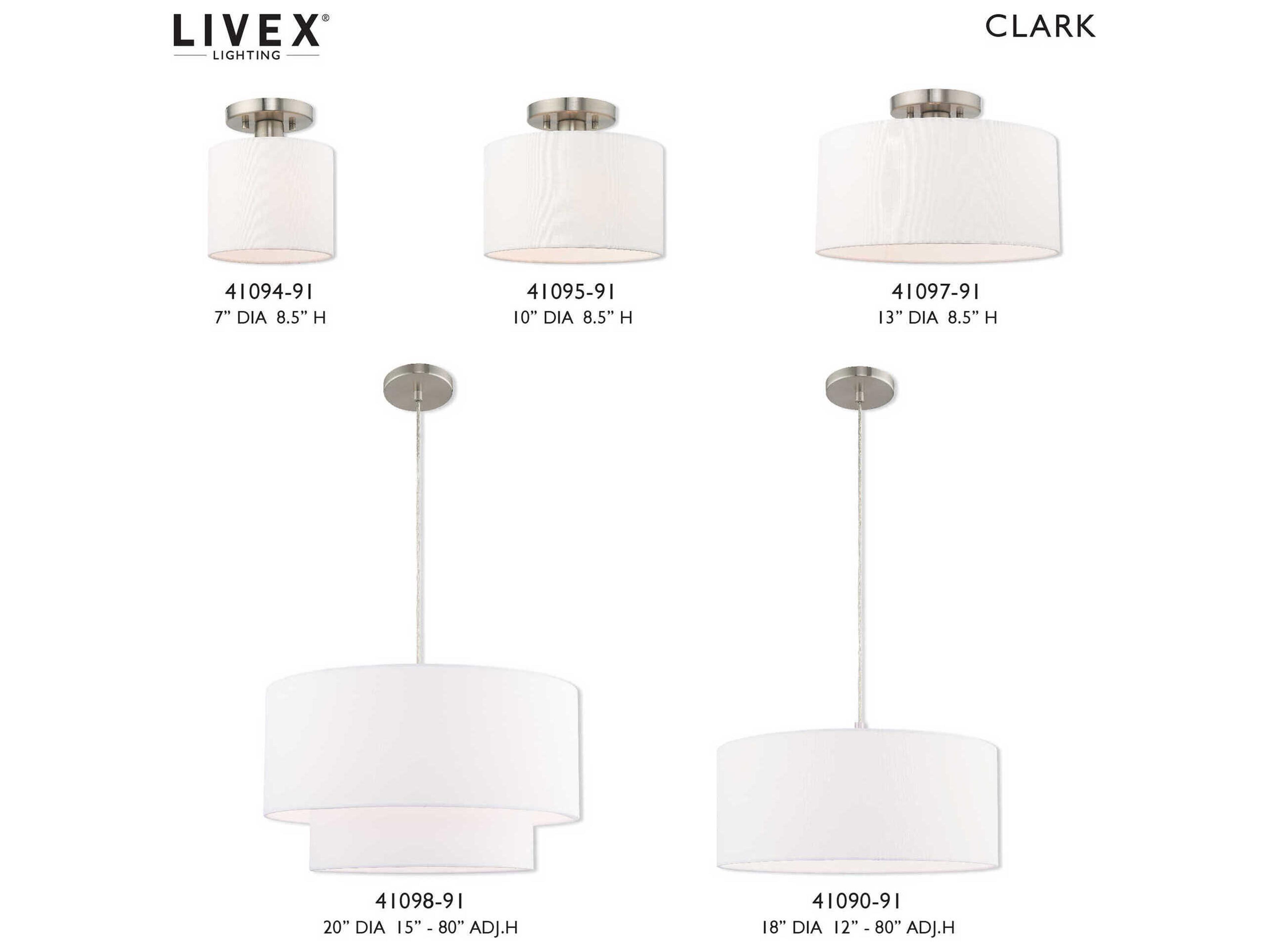 Livex Lighting Meridian 1-Light Brushed Nickel Drum Semi Flush Mount