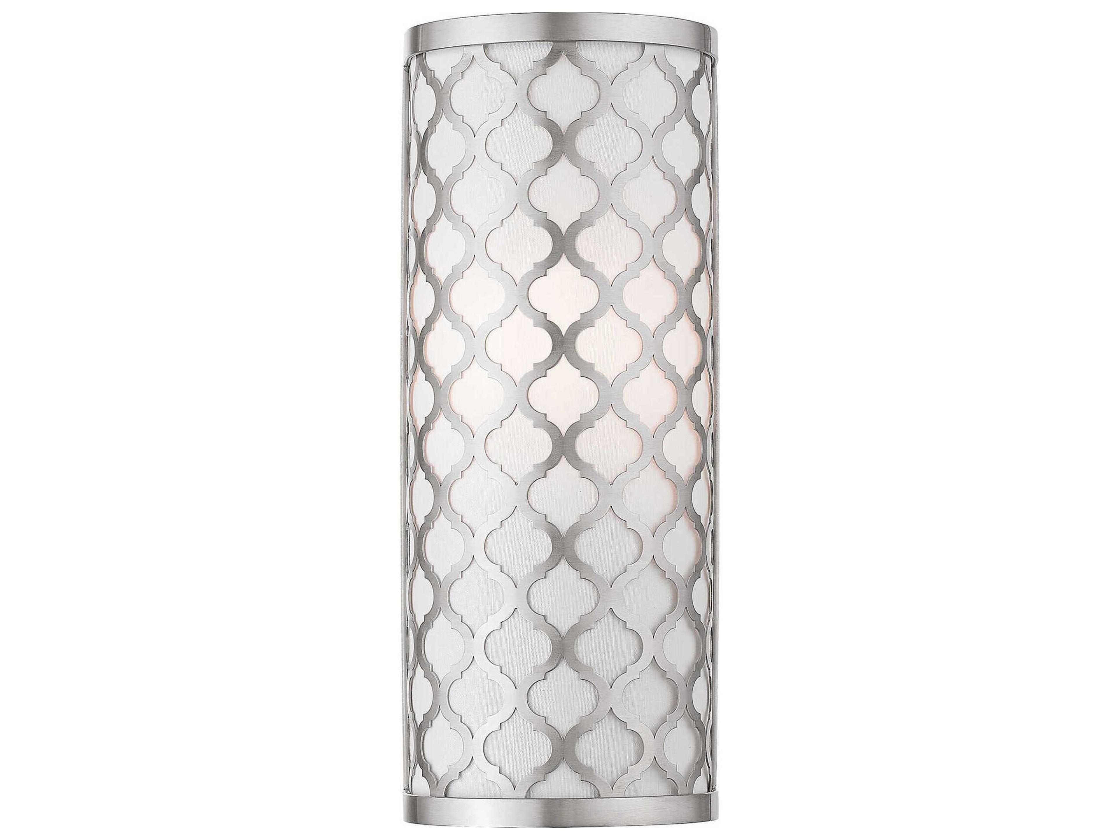 Arabesque 1-Light Brushed Nickel White Wall Sconce