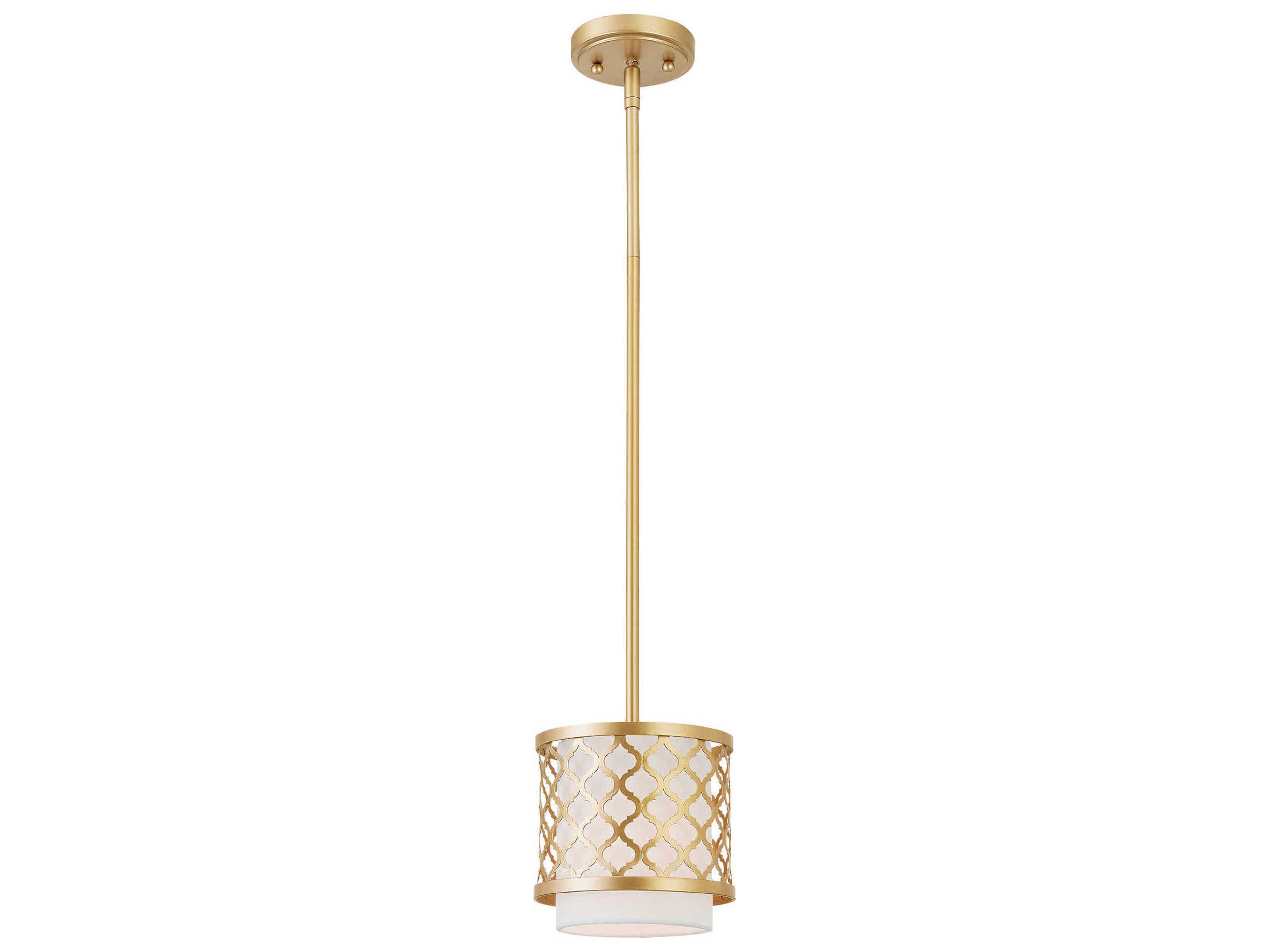 Livex Lighting Arabesque 1-Light Soft Gold White Drum Mini Pendant