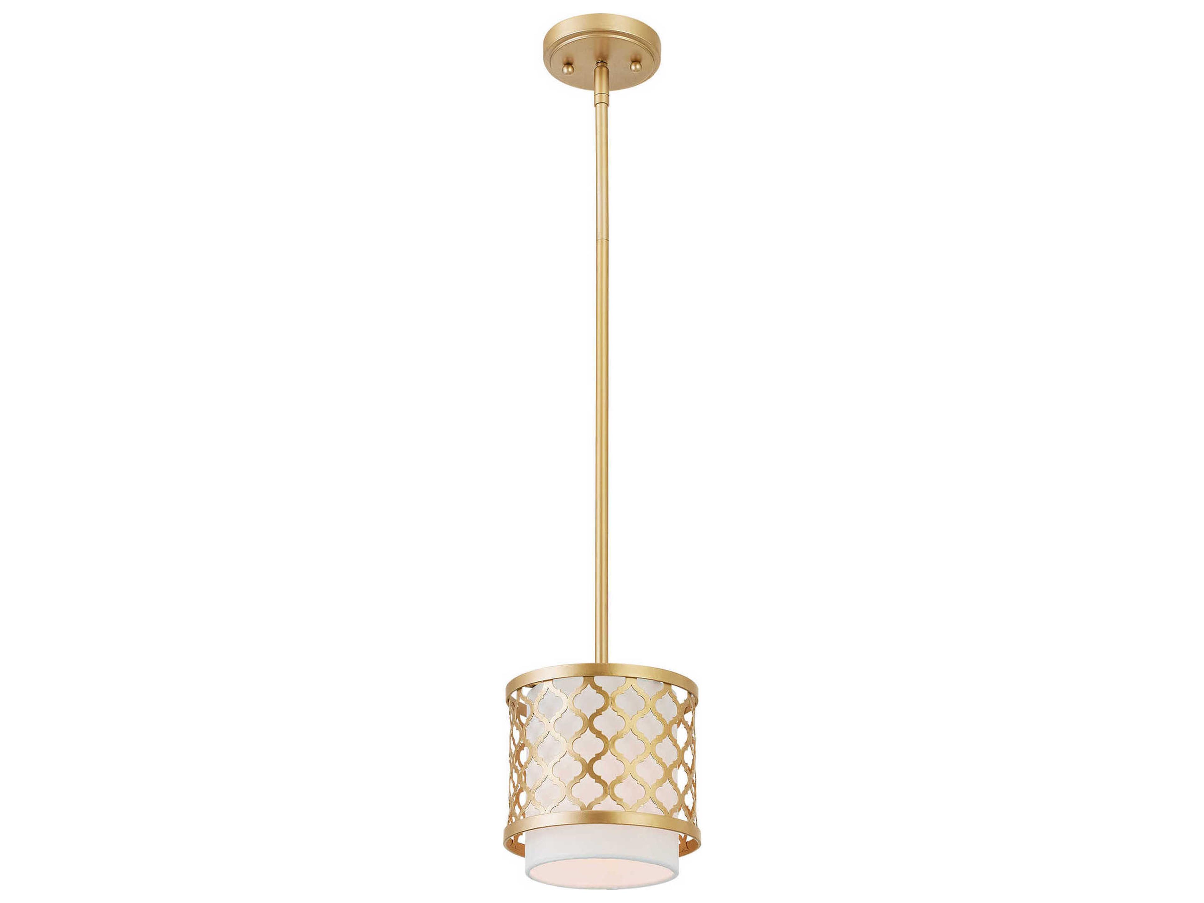 Livex Lighting Arabesque 1-Light Soft Gold White Drum Mini Pendant