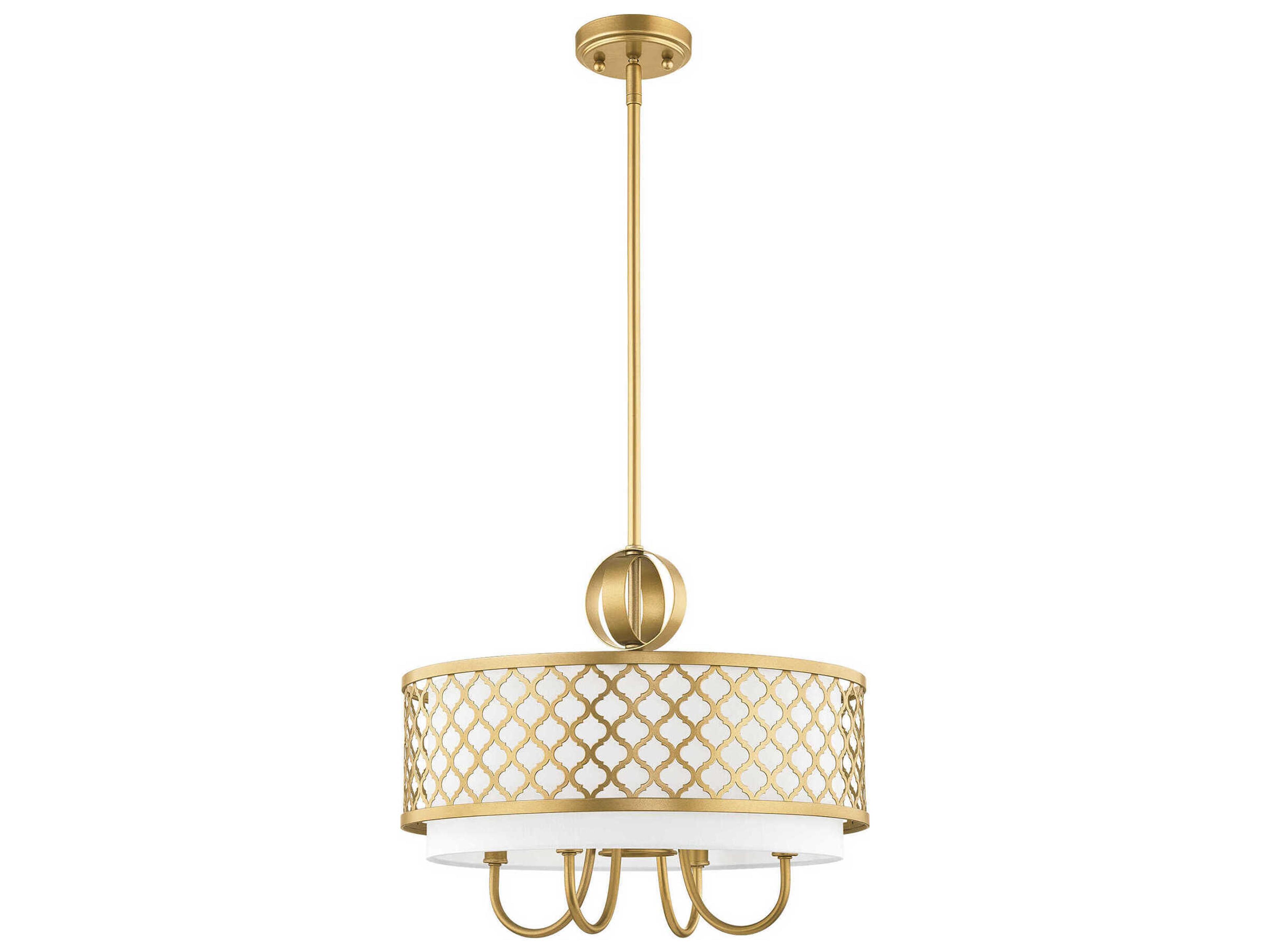 Livex Lighting Arabesque 5-Light Soft Gold White Drum Chandelier