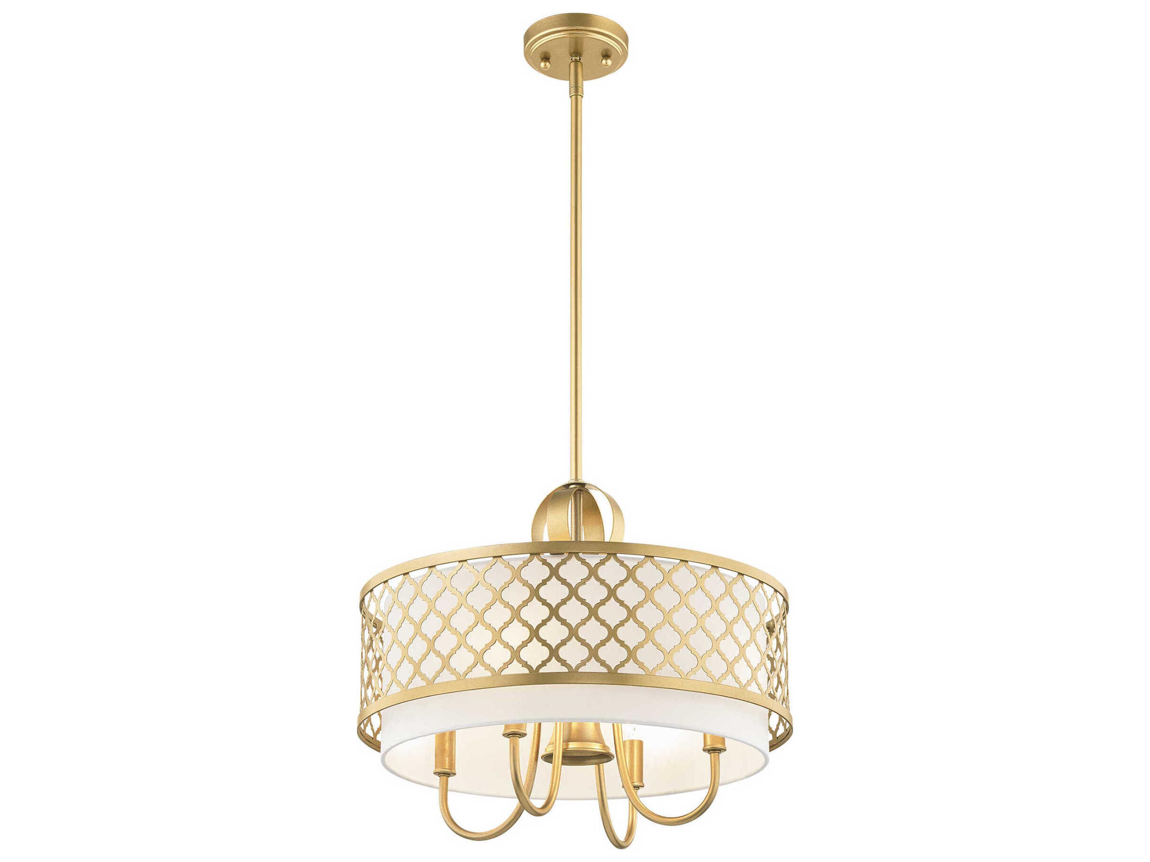 Livex Lighting Arabesque 5-Light Soft Gold White Drum Chandelier
