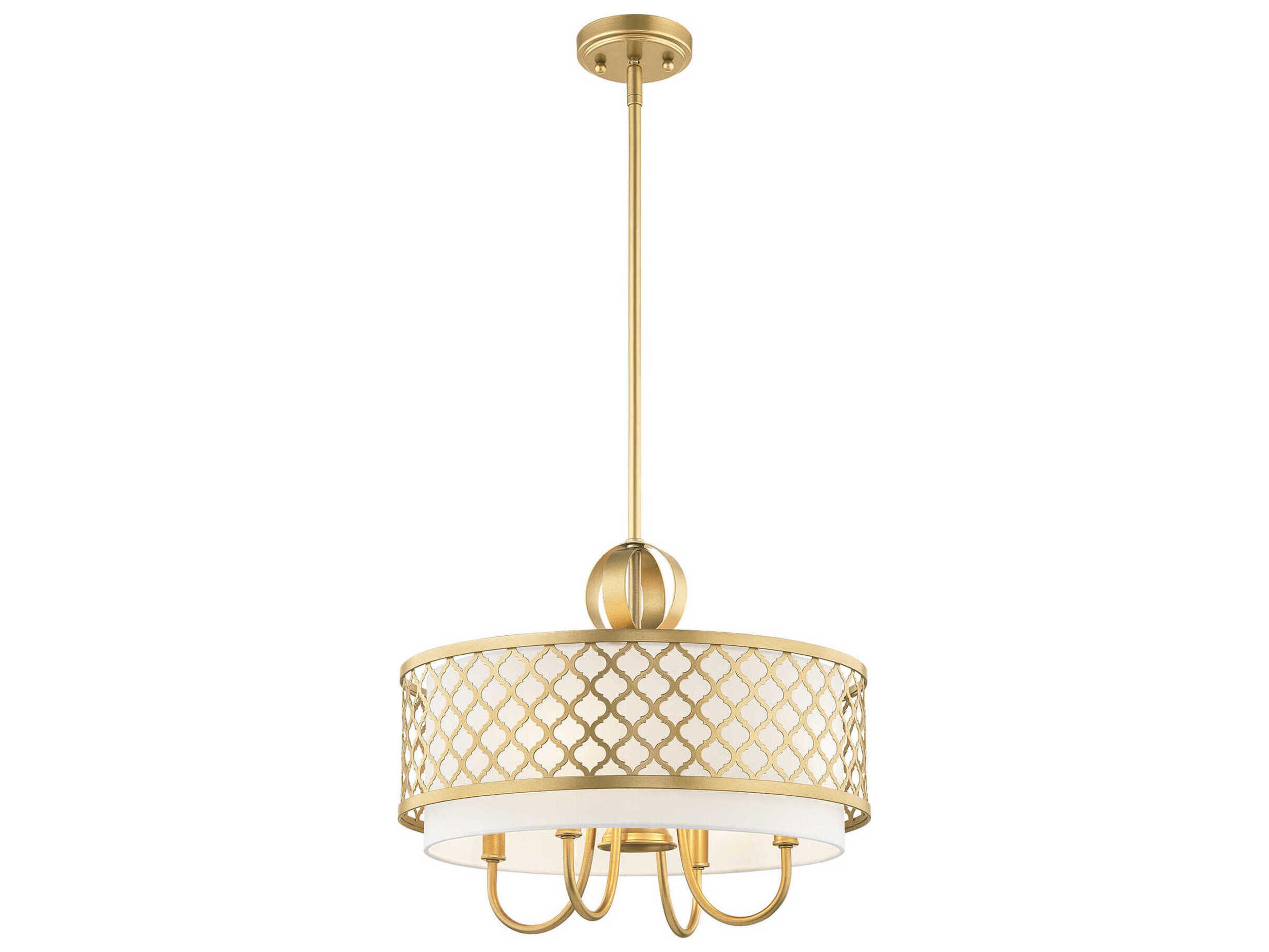 Livex Lighting Arabesque 5-Light Soft Gold White Drum Chandelier