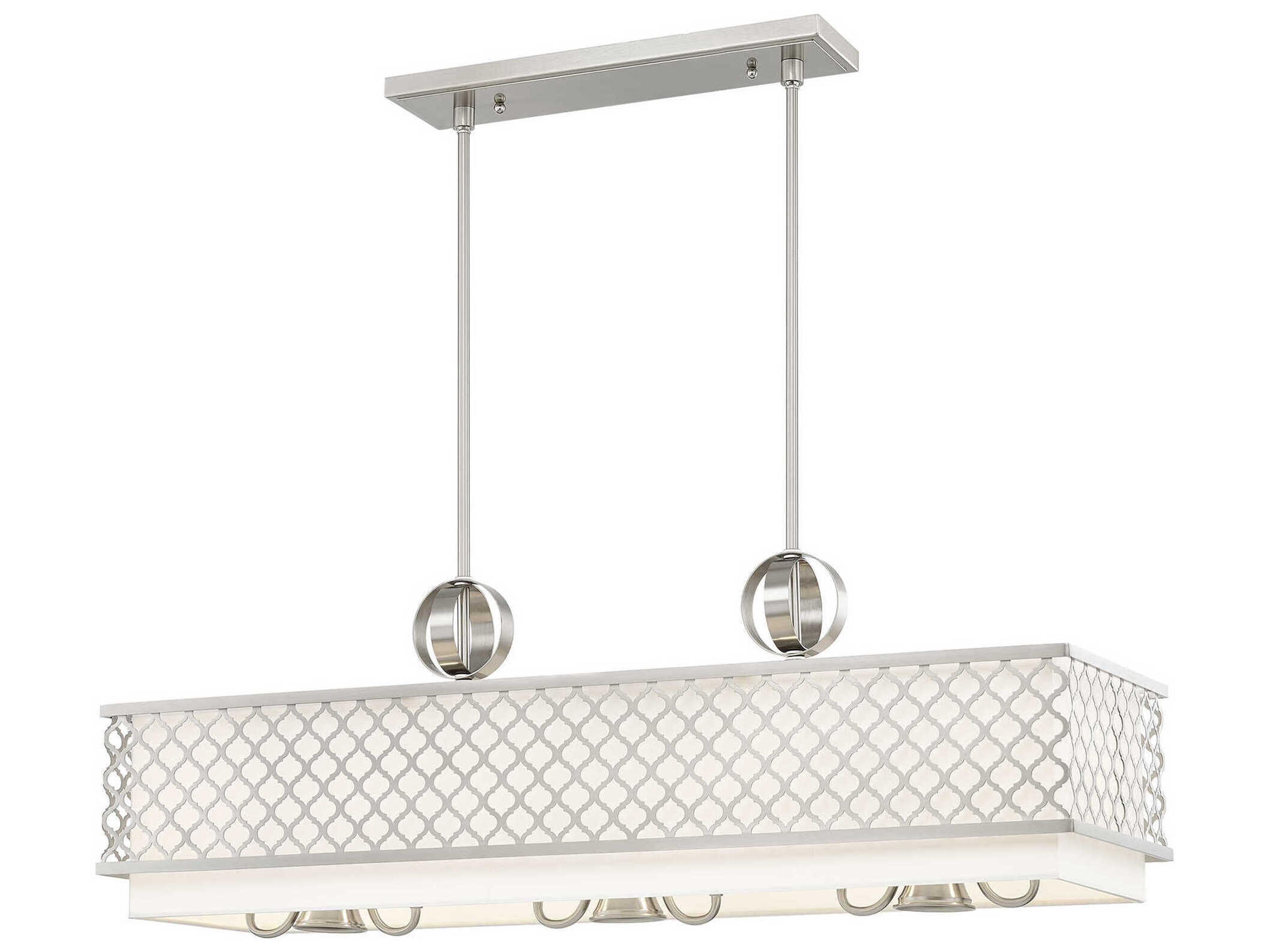 Arabesque 9-Light Brushed Nickel White Geometric Island Pendant
