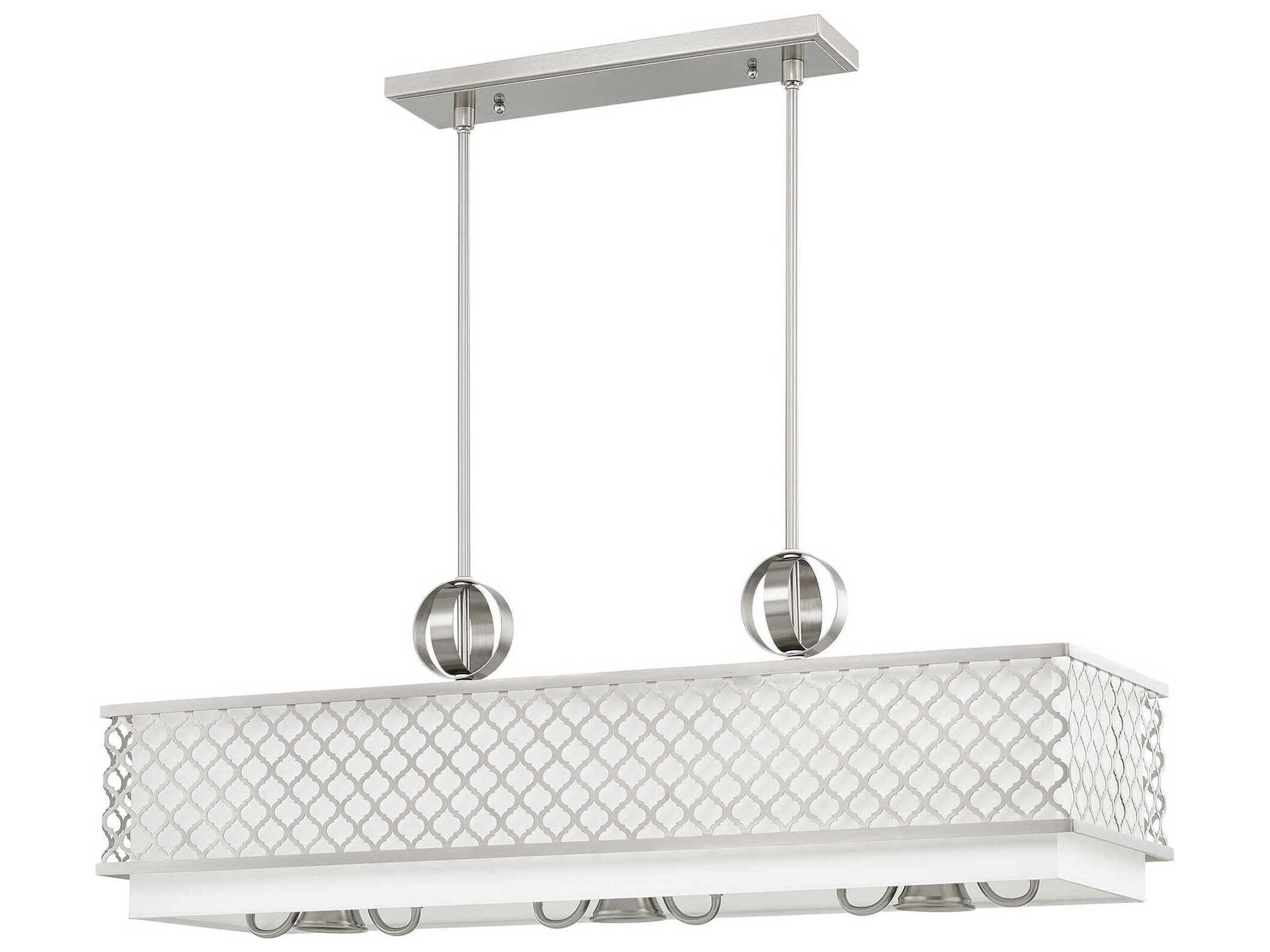 Livex Lighting Arabesque 9-Light Brushed Nickel White Geometric Island Pendant