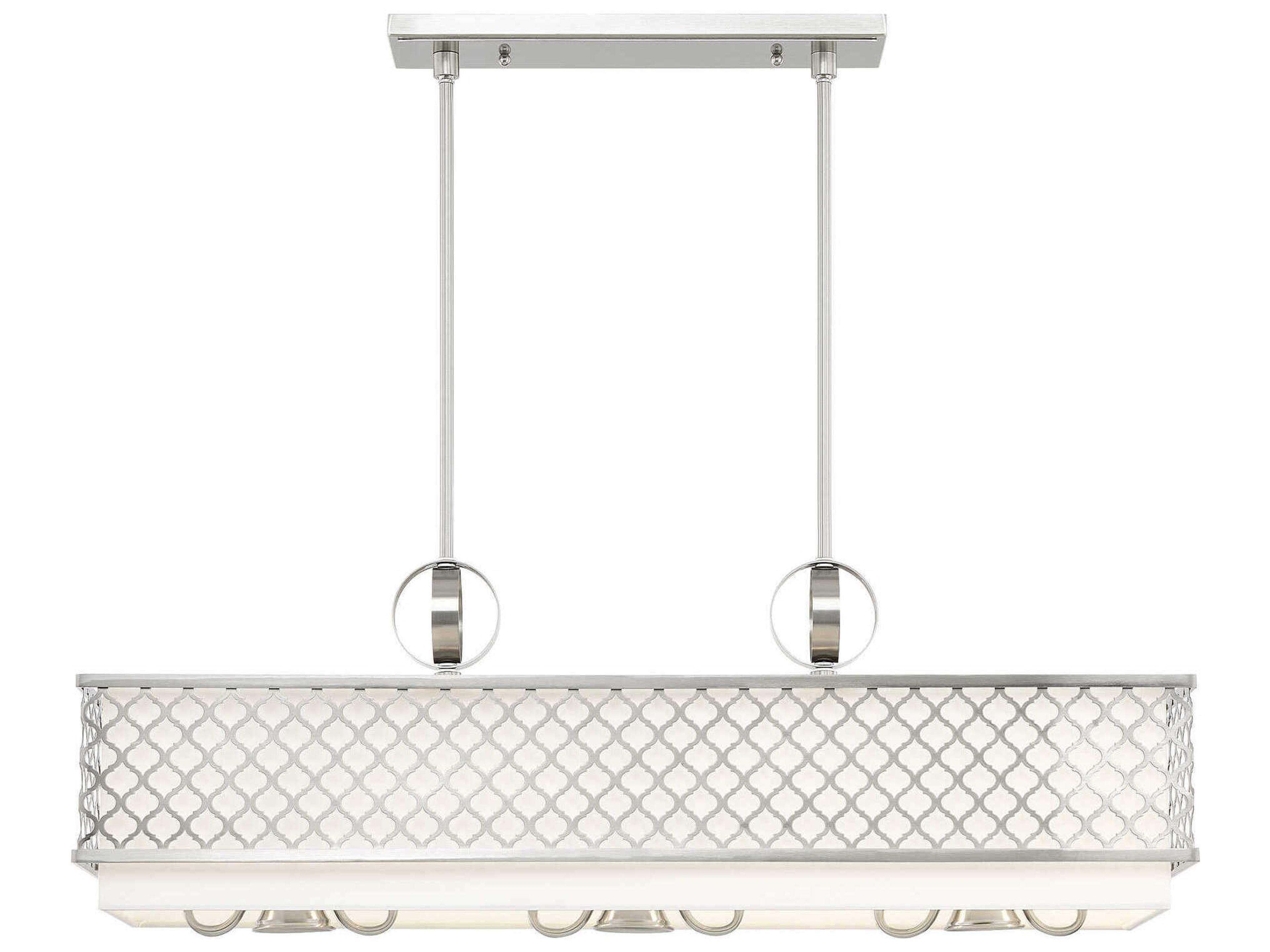 Livex Lighting Arabesque 9-Light Brushed Nickel White Geometric Island Pendant