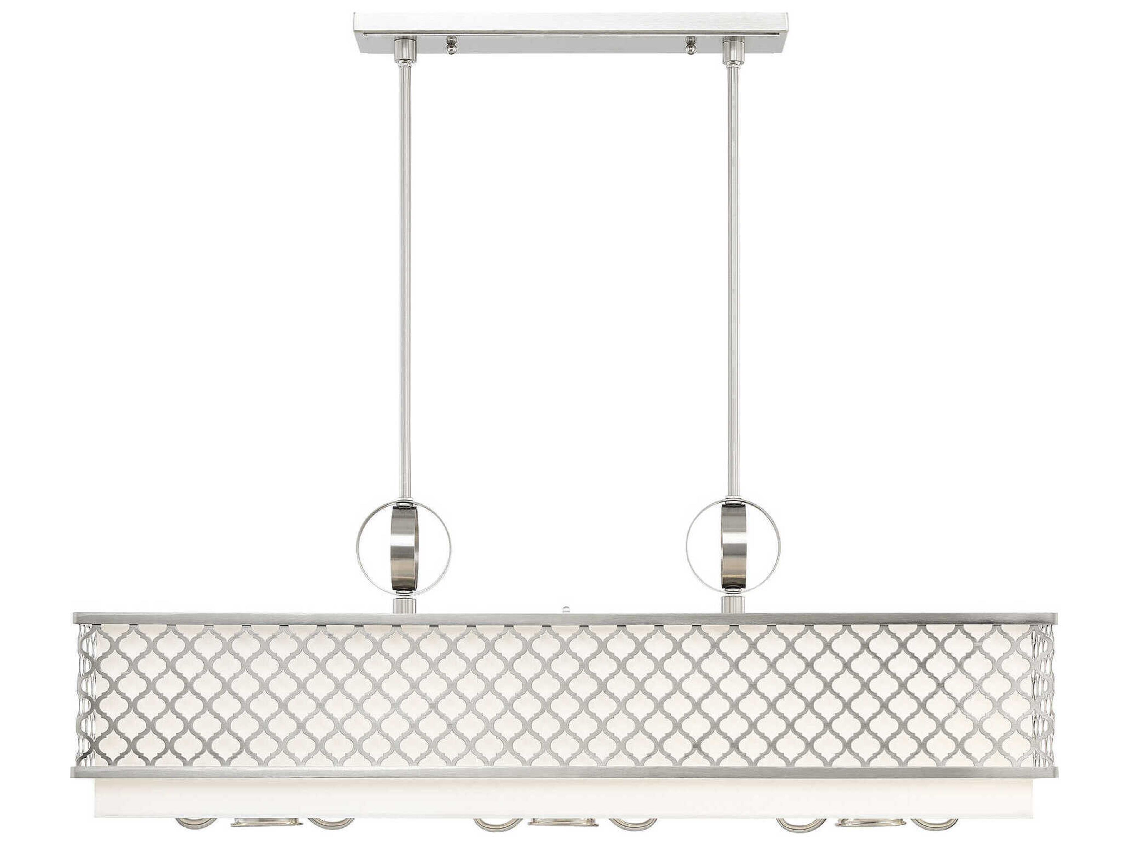 Livex Lighting Arabesque 9-Light Brushed Nickel White Geometric Island Pendant