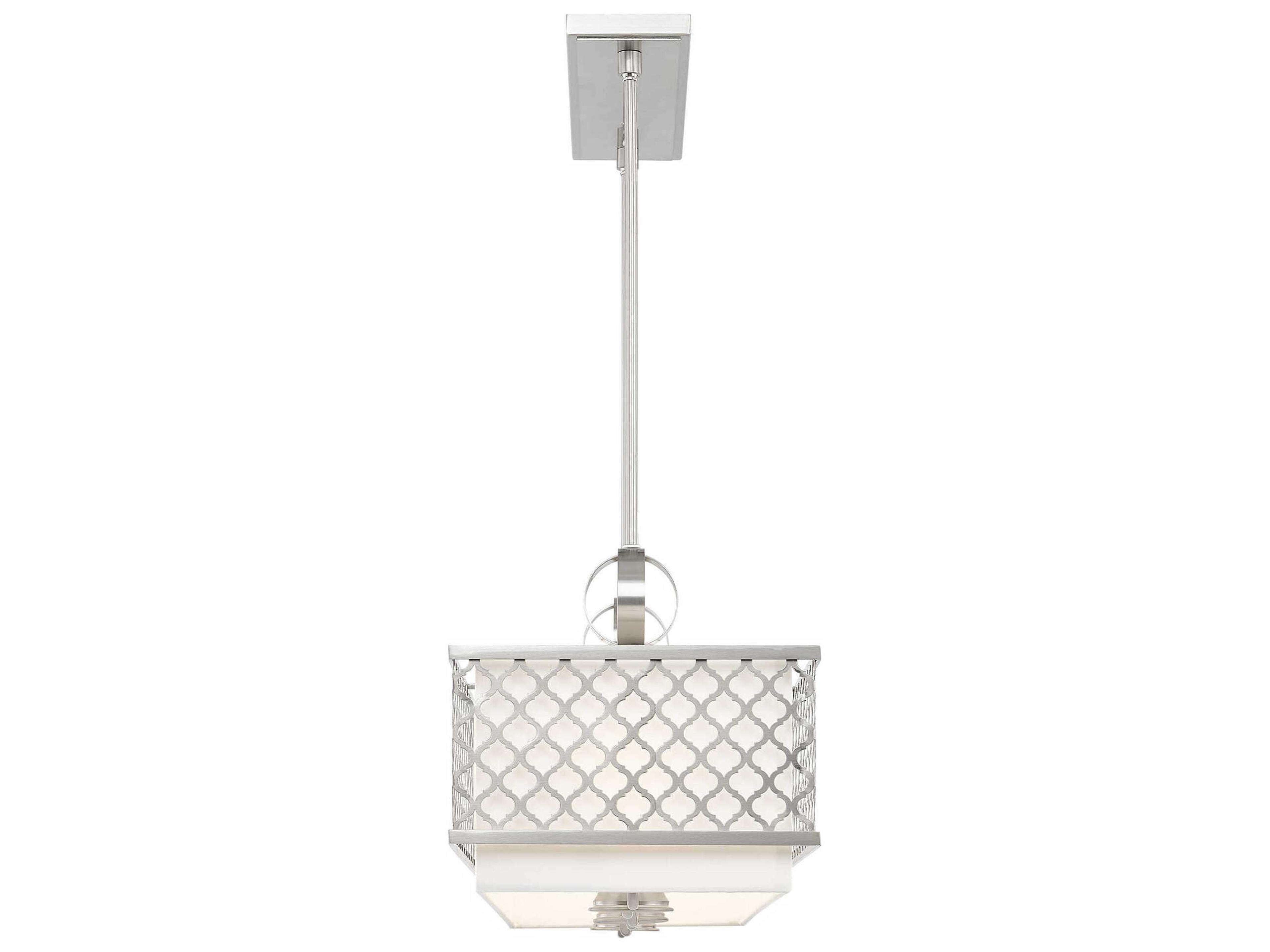 Livex Lighting Arabesque 9-Light Brushed Nickel White Geometric Island Pendant