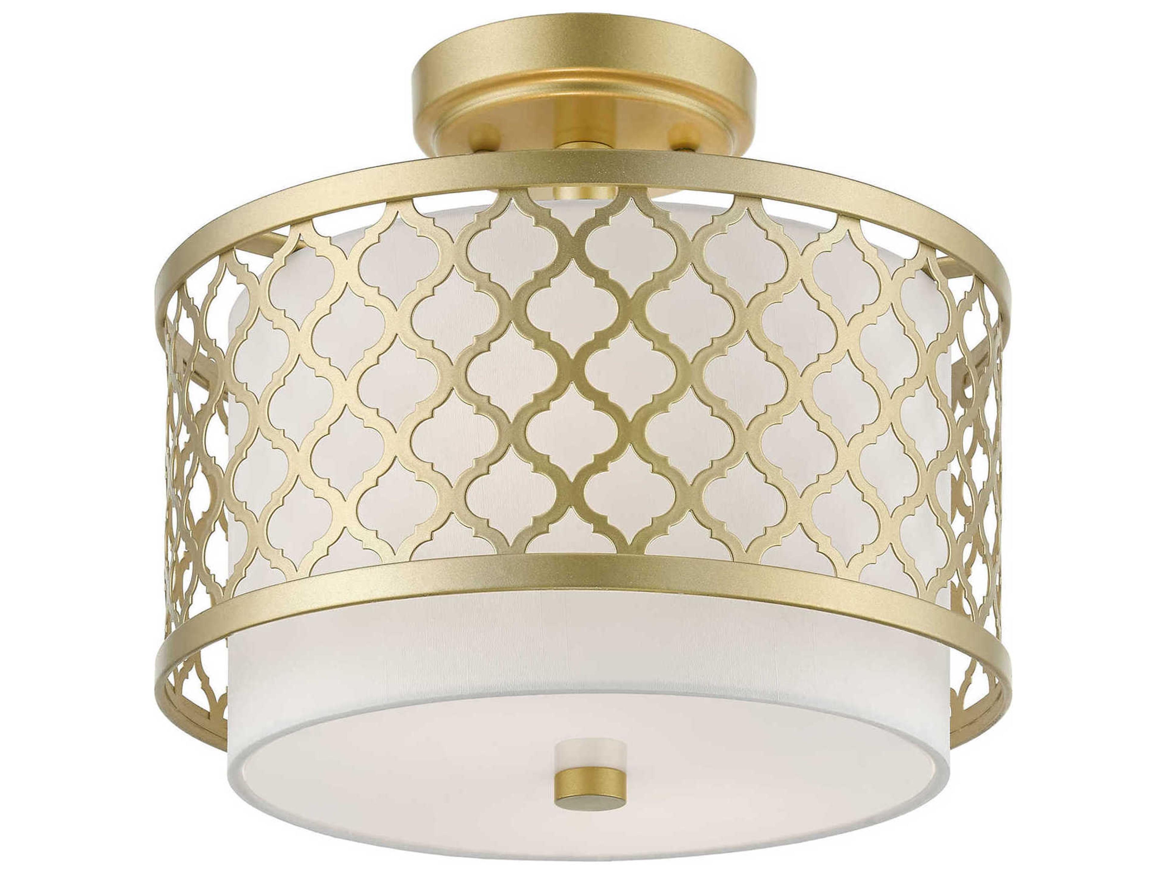 Livex Lighting Arabesque 2-Light Soft Gold Drum Semi Flush Mount