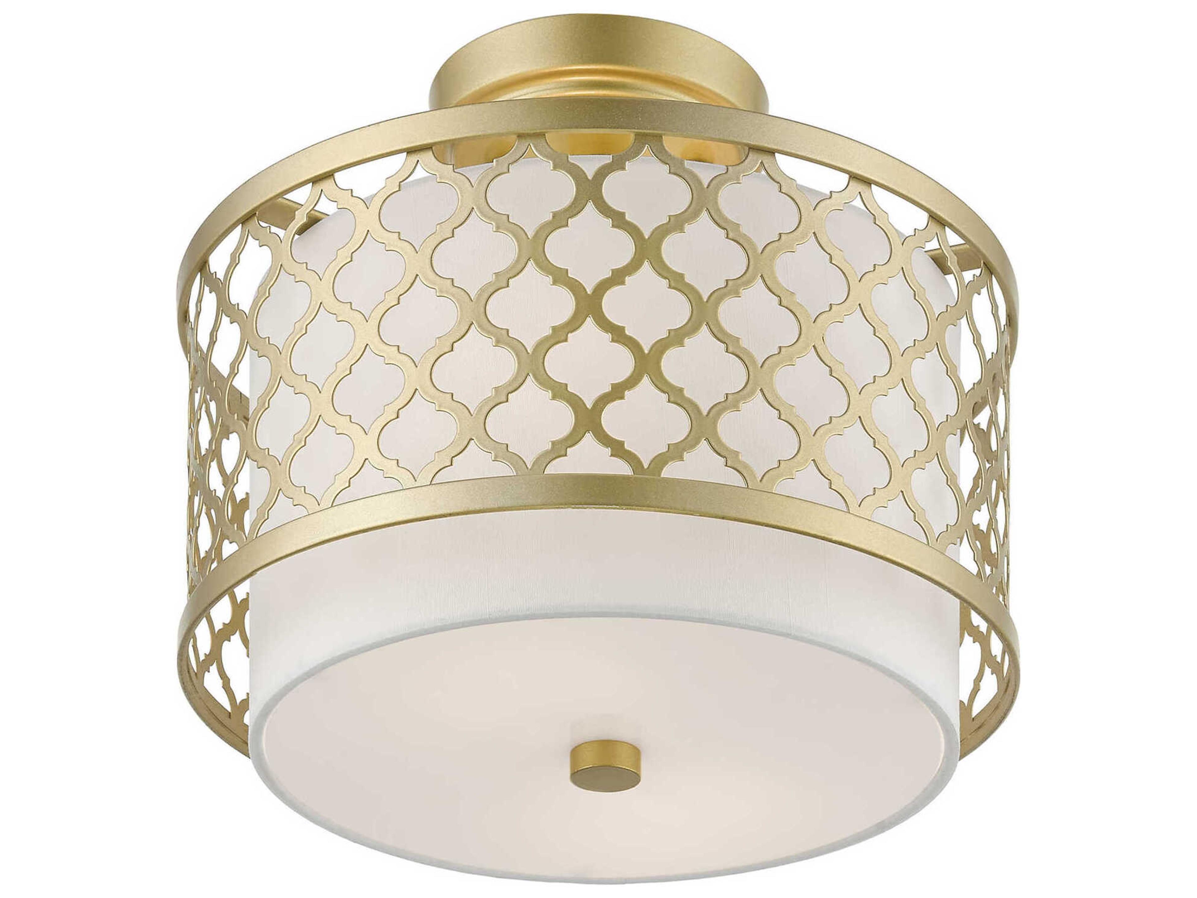 Livex Lighting Arabesque 2-Light Soft Gold Drum Semi Flush Mount