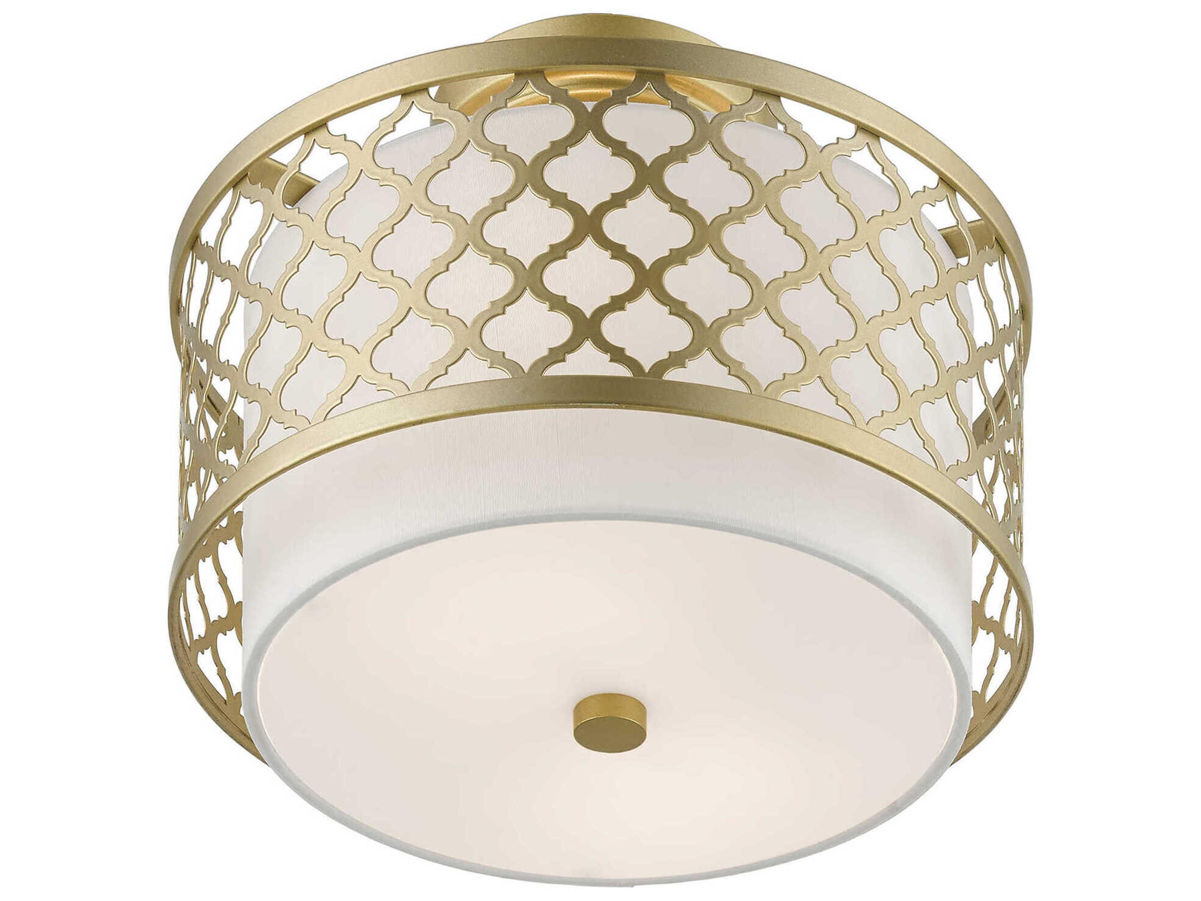 Livex Lighting Arabesque 2-Light Soft Gold Drum Semi Flush Mount