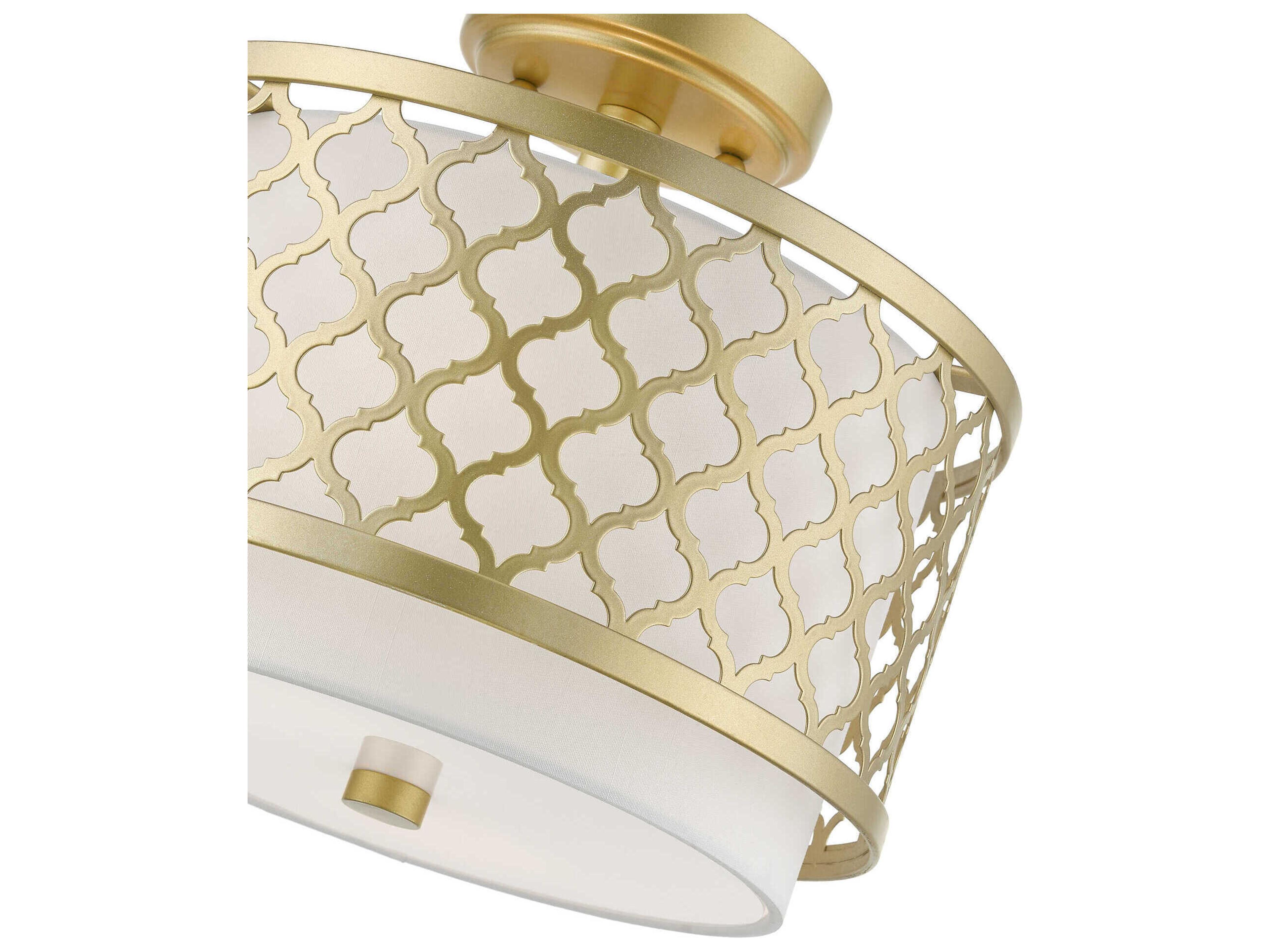 Livex Lighting Arabesque 2-Light Soft Gold Drum Semi Flush Mount