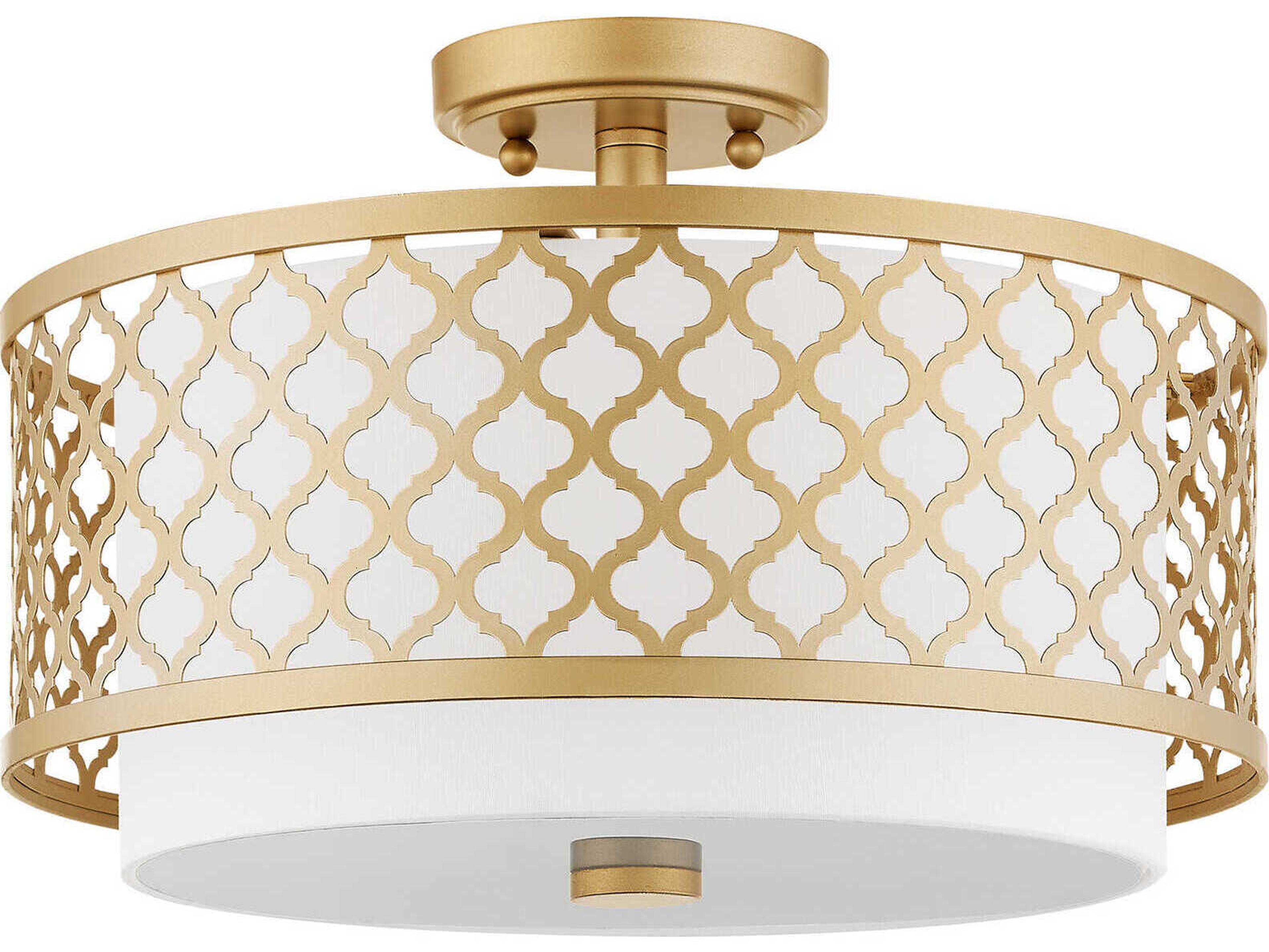 Livex Lighting Arabesque 3-Light Soft Gold White Drum Semi Flush Mount