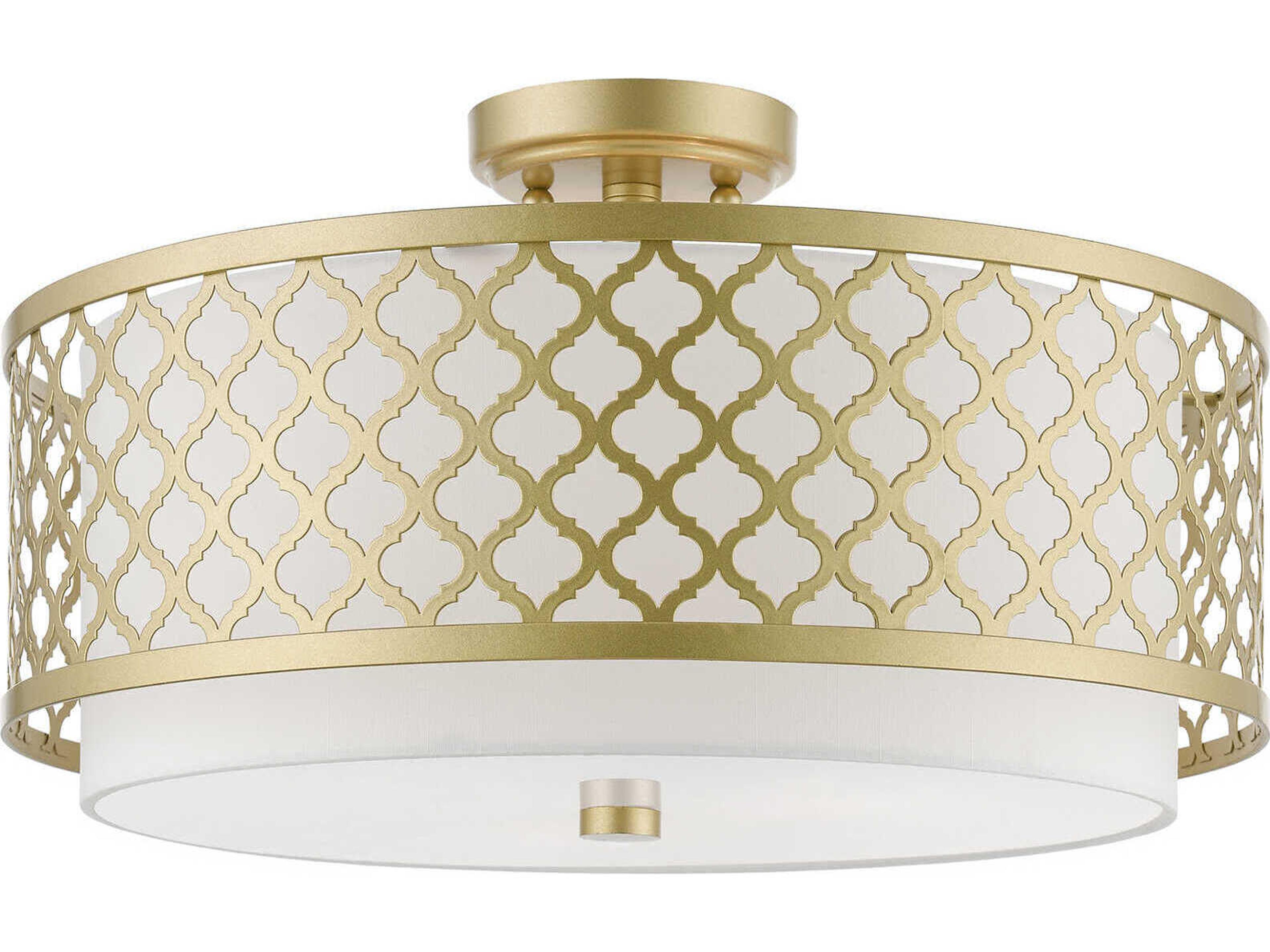 Arabesque 3-Light Soft Gold Drum Semi Flush Mount