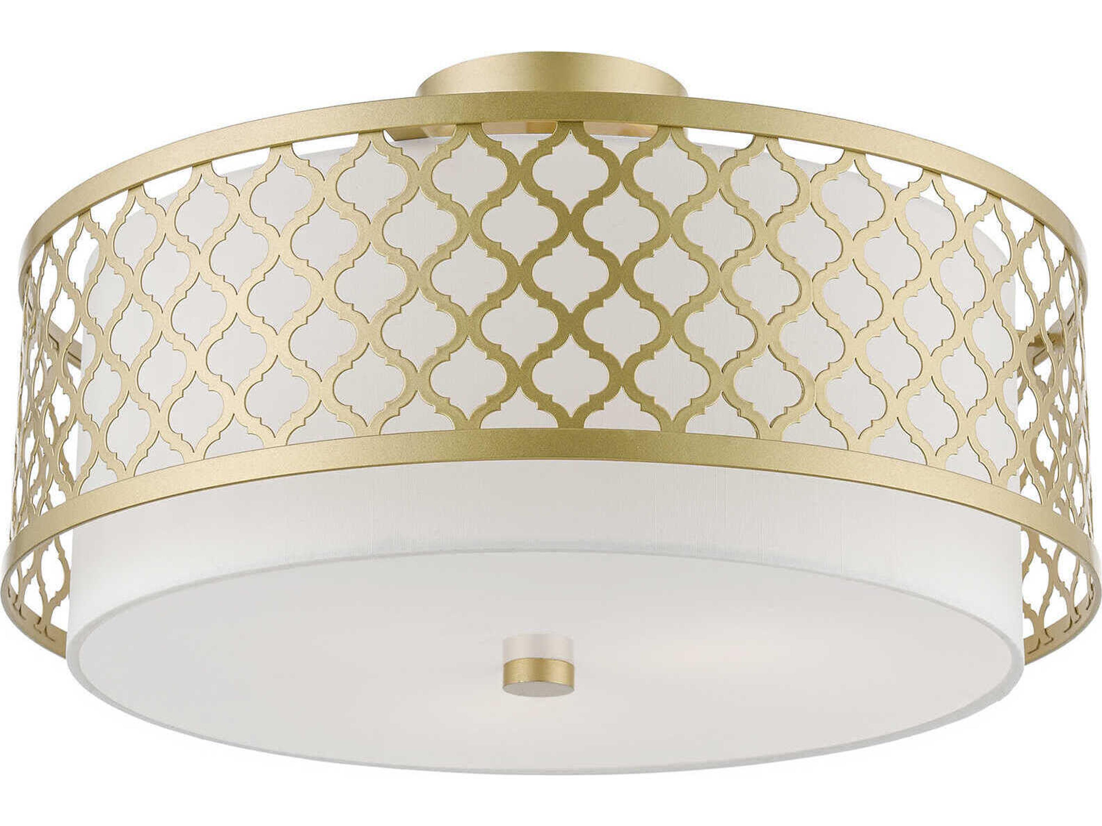 Livex Lighting Arabesque 3-Light Soft Gold Drum Semi Flush Mount