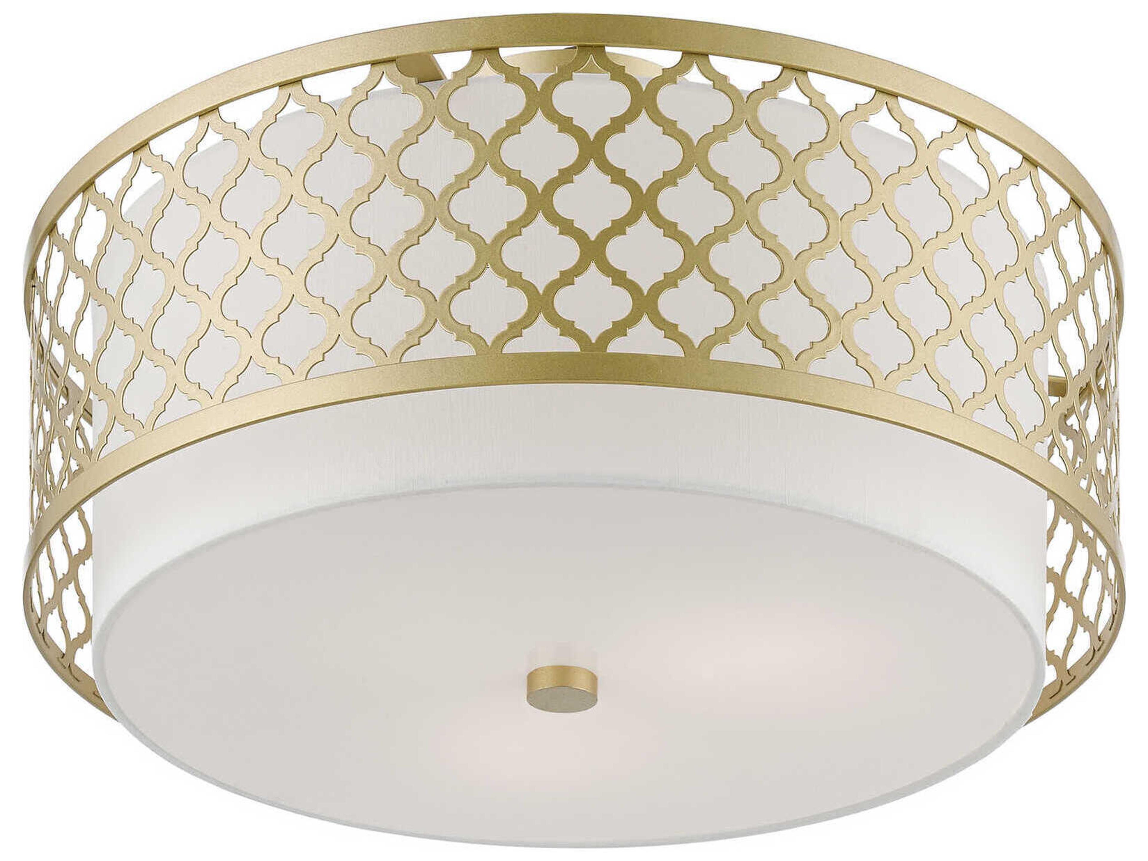 Livex Lighting Arabesque 3-Light Soft Gold Drum Semi Flush Mount