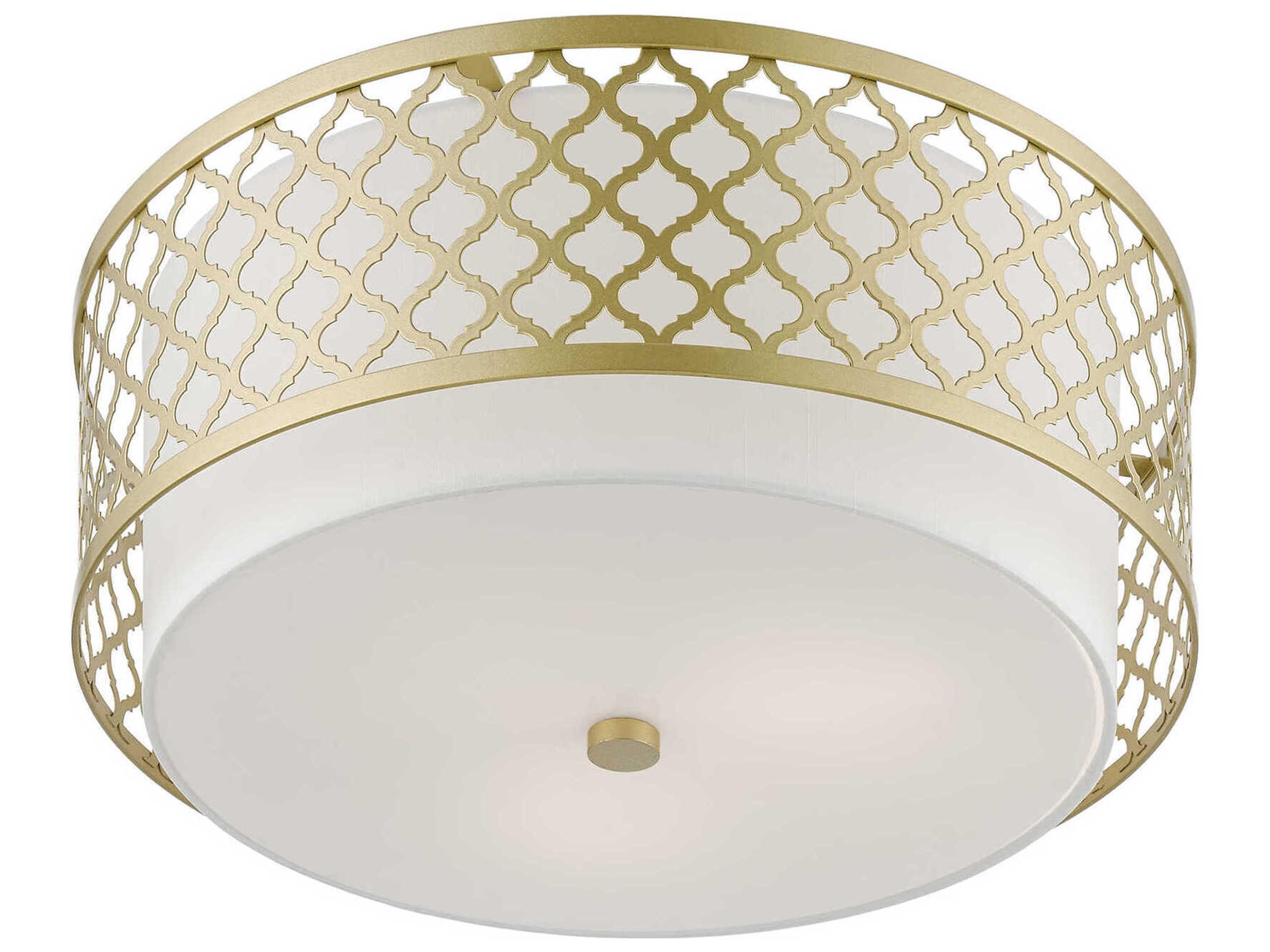 Livex Lighting Arabesque 3-Light Soft Gold Drum Semi Flush Mount
