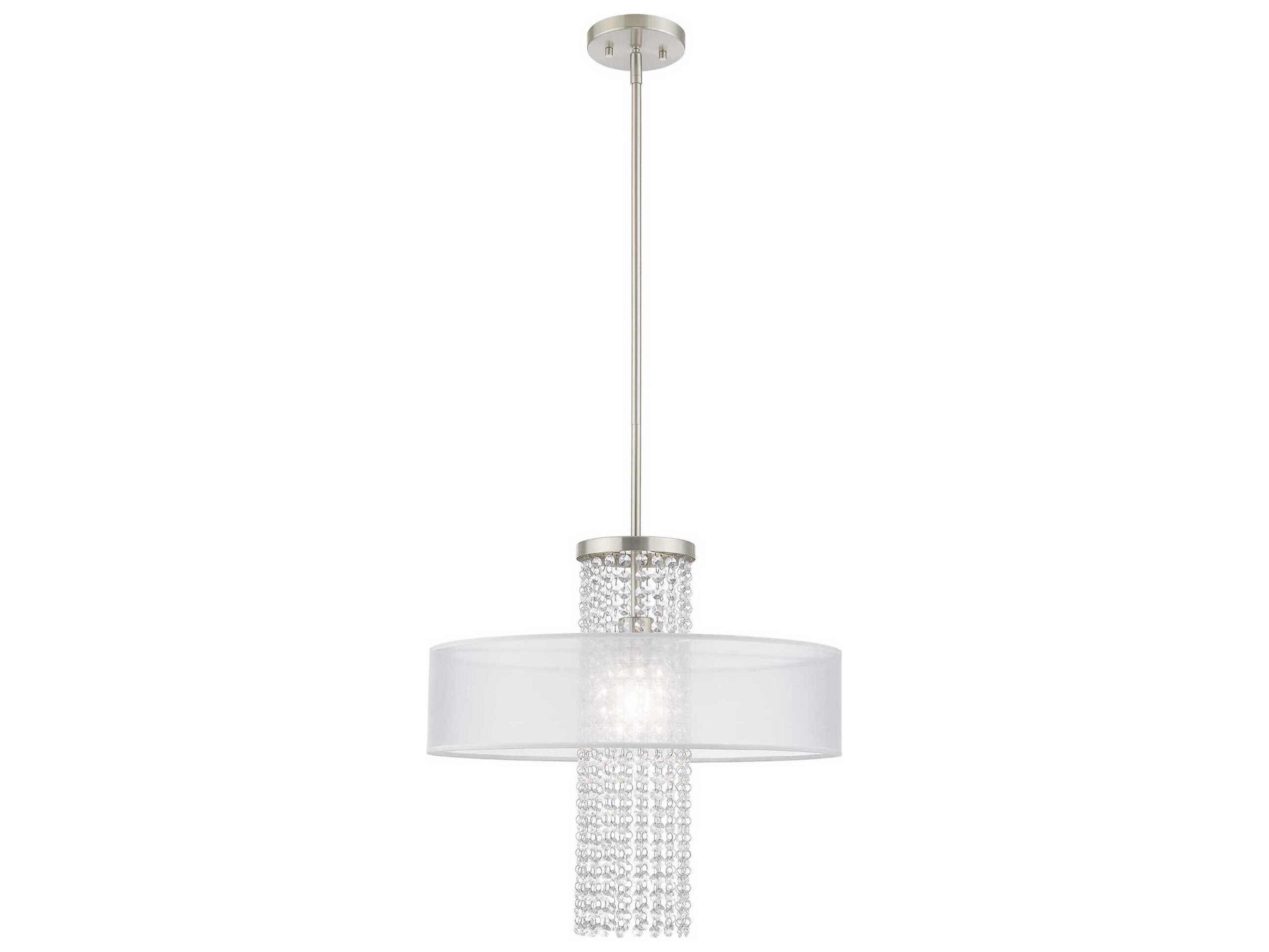 Bella Vista 1-Light Brushed Nickel Crystal Drum Pendant