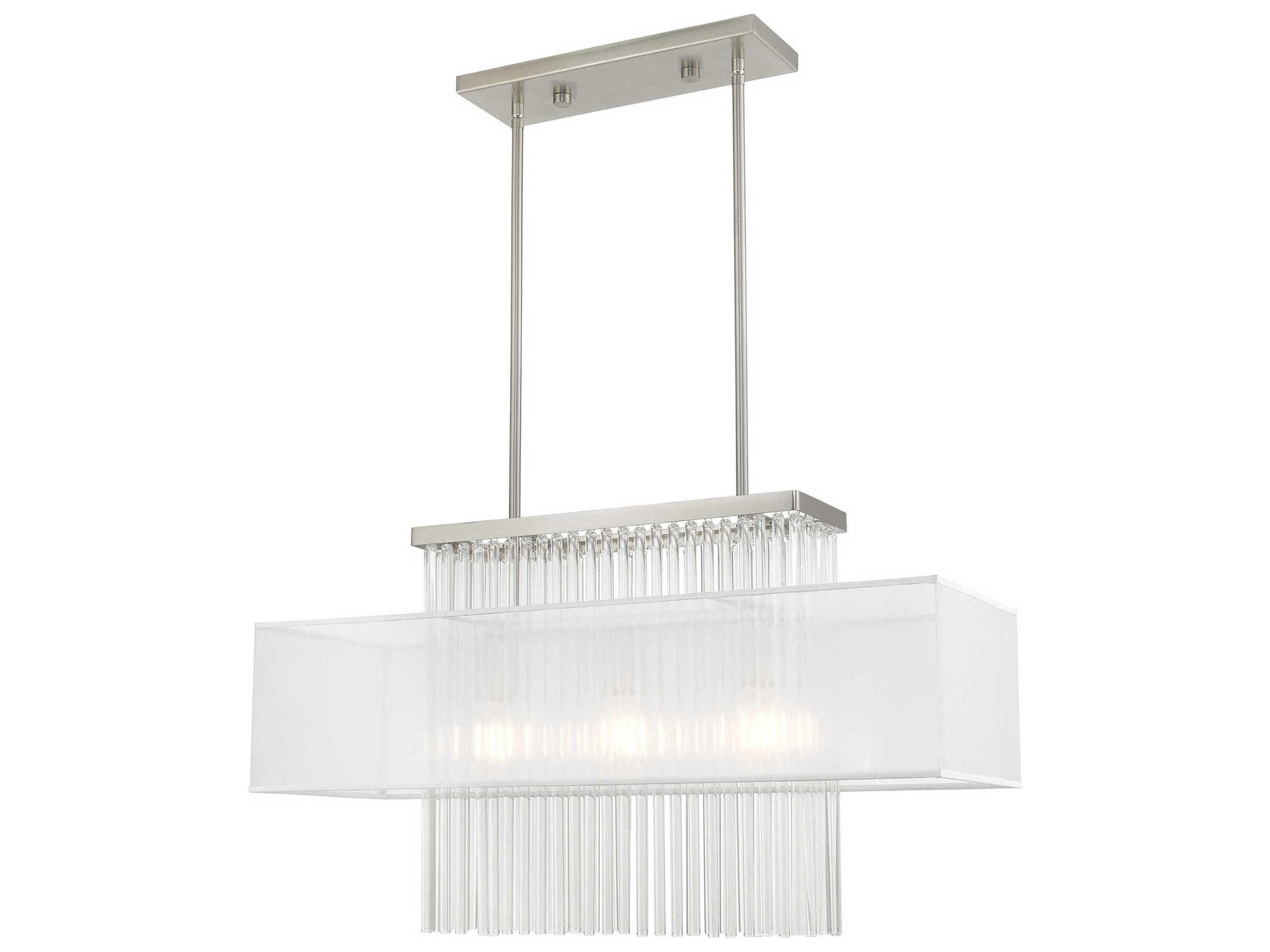 Alexis 3-Light Brushed Nickel Crystal Island Pendant