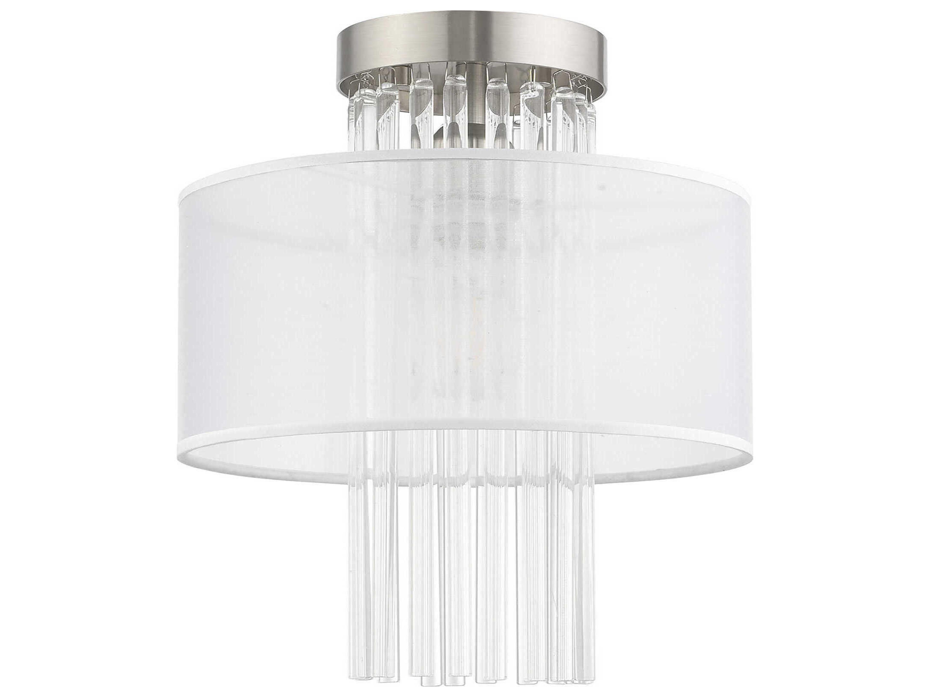 Livex Lighting Alexis 1-Light Brushed Nickel Crystal Round Flush Mount