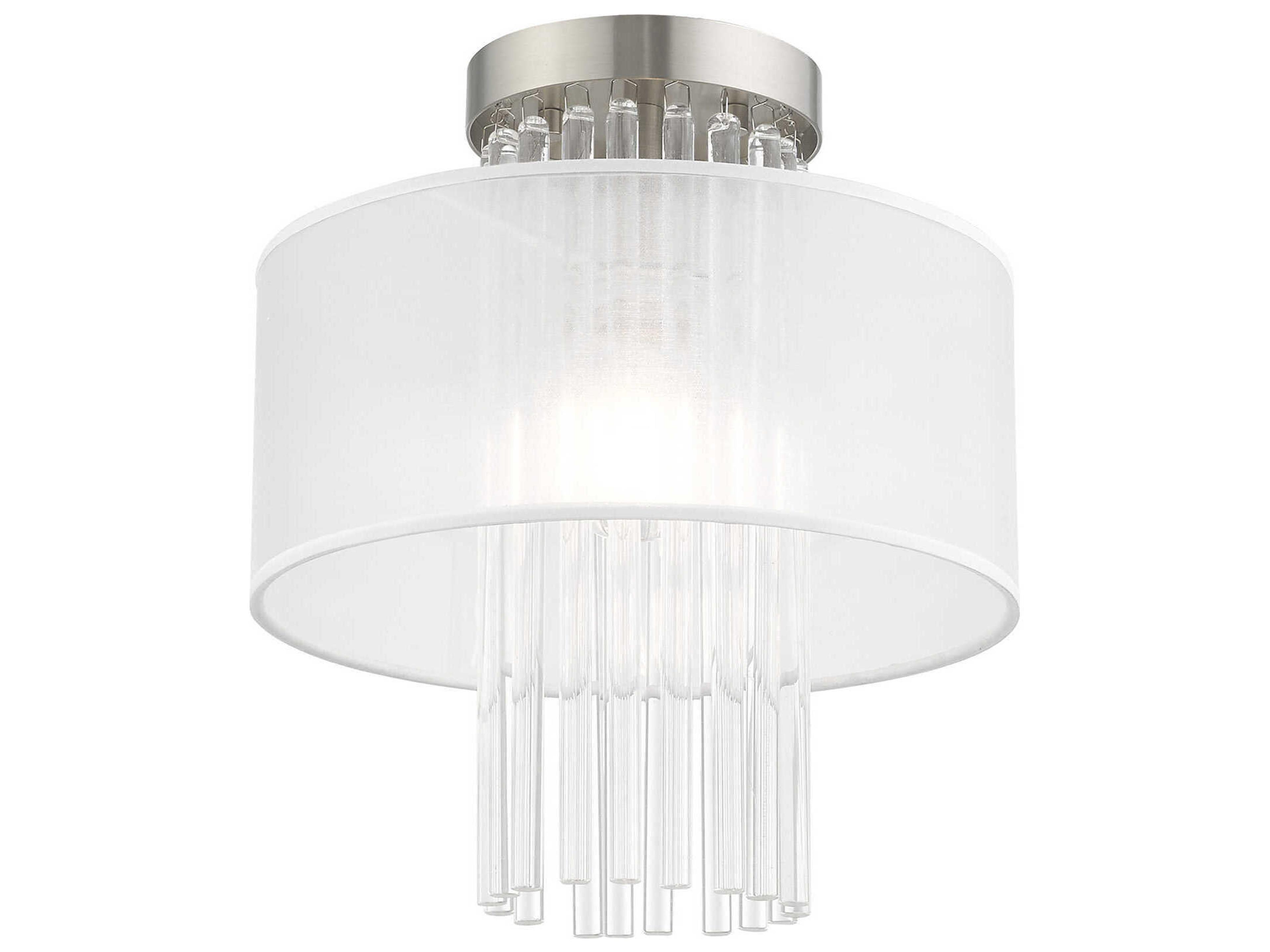 Livex Lighting Alexis 1-Light Brushed Nickel Crystal Round Flush Mount
