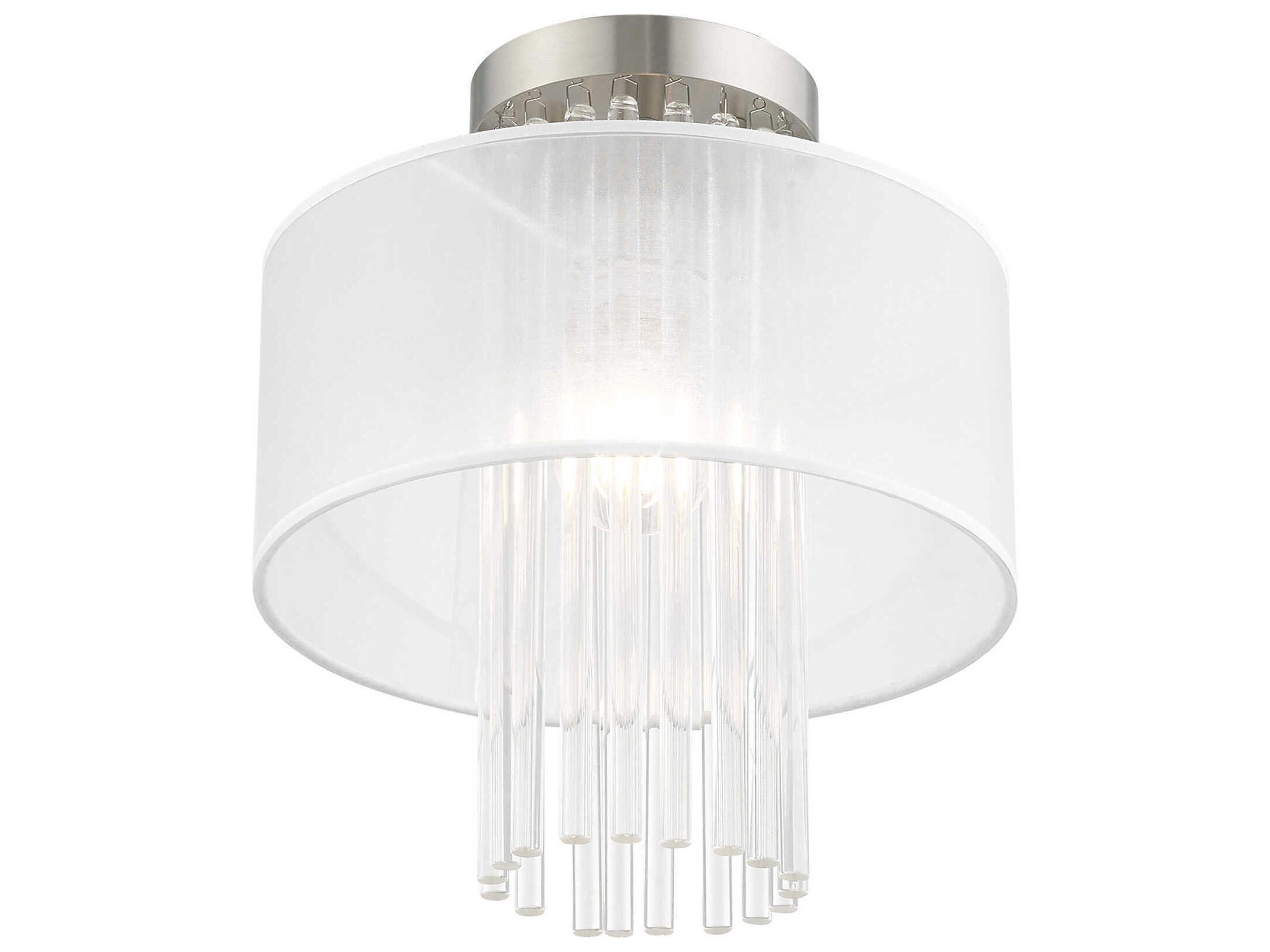 Livex Lighting Alexis 1-Light Brushed Nickel Crystal Round Flush Mount