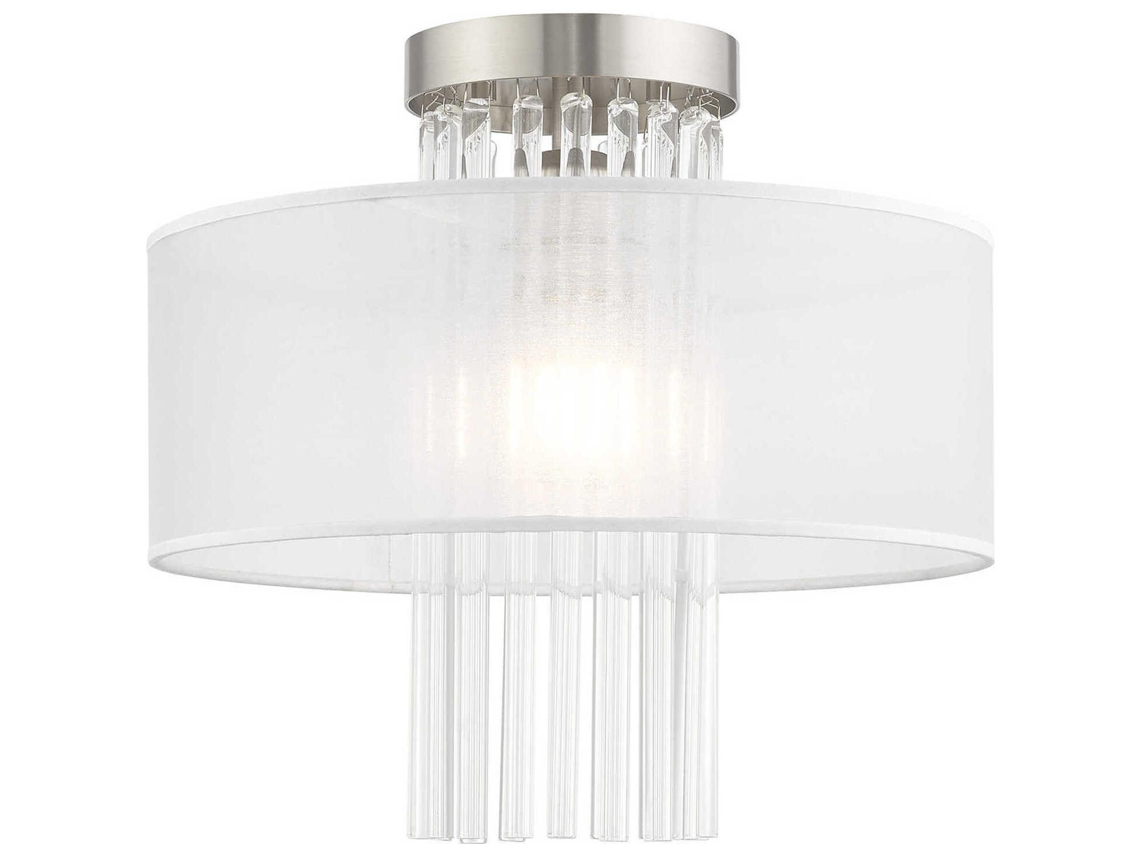 Alexis 1-Light Brushed Nickel Crystal Round Flush Mount