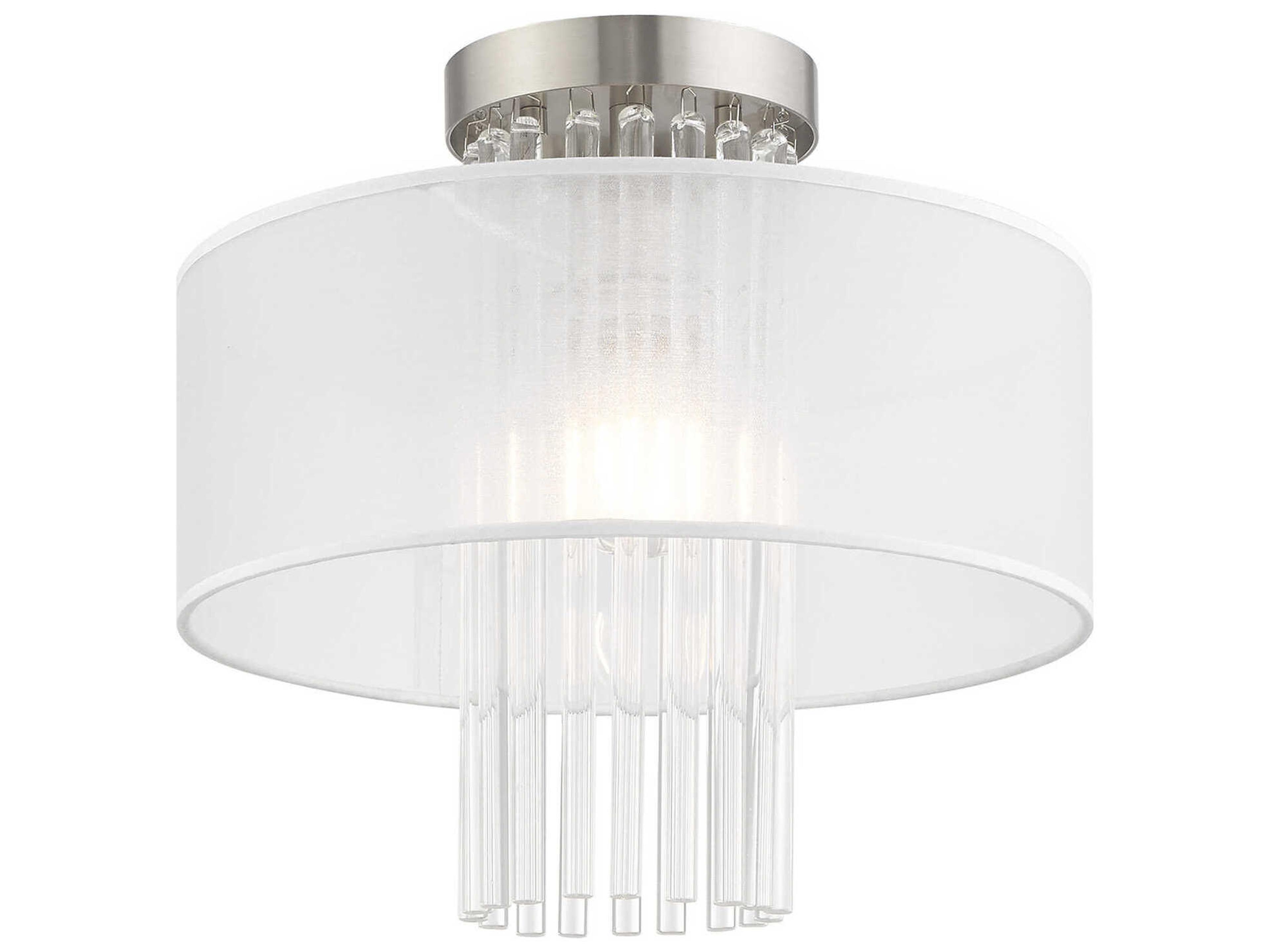 Livex Lighting Alexis 1-Light Brushed Nickel Crystal Round Flush Mount