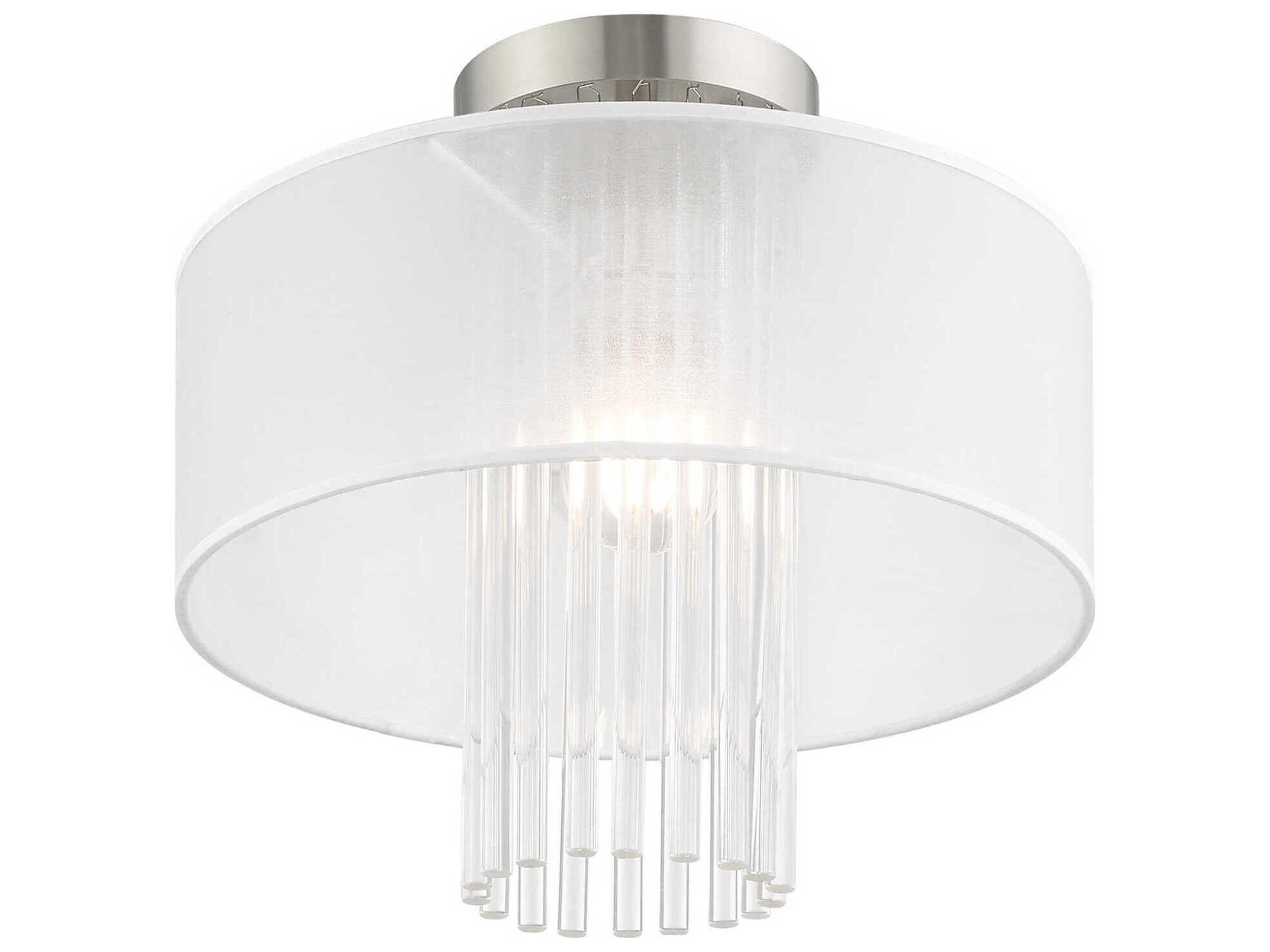 Livex Lighting Alexis 1-Light Brushed Nickel Crystal Round Flush Mount